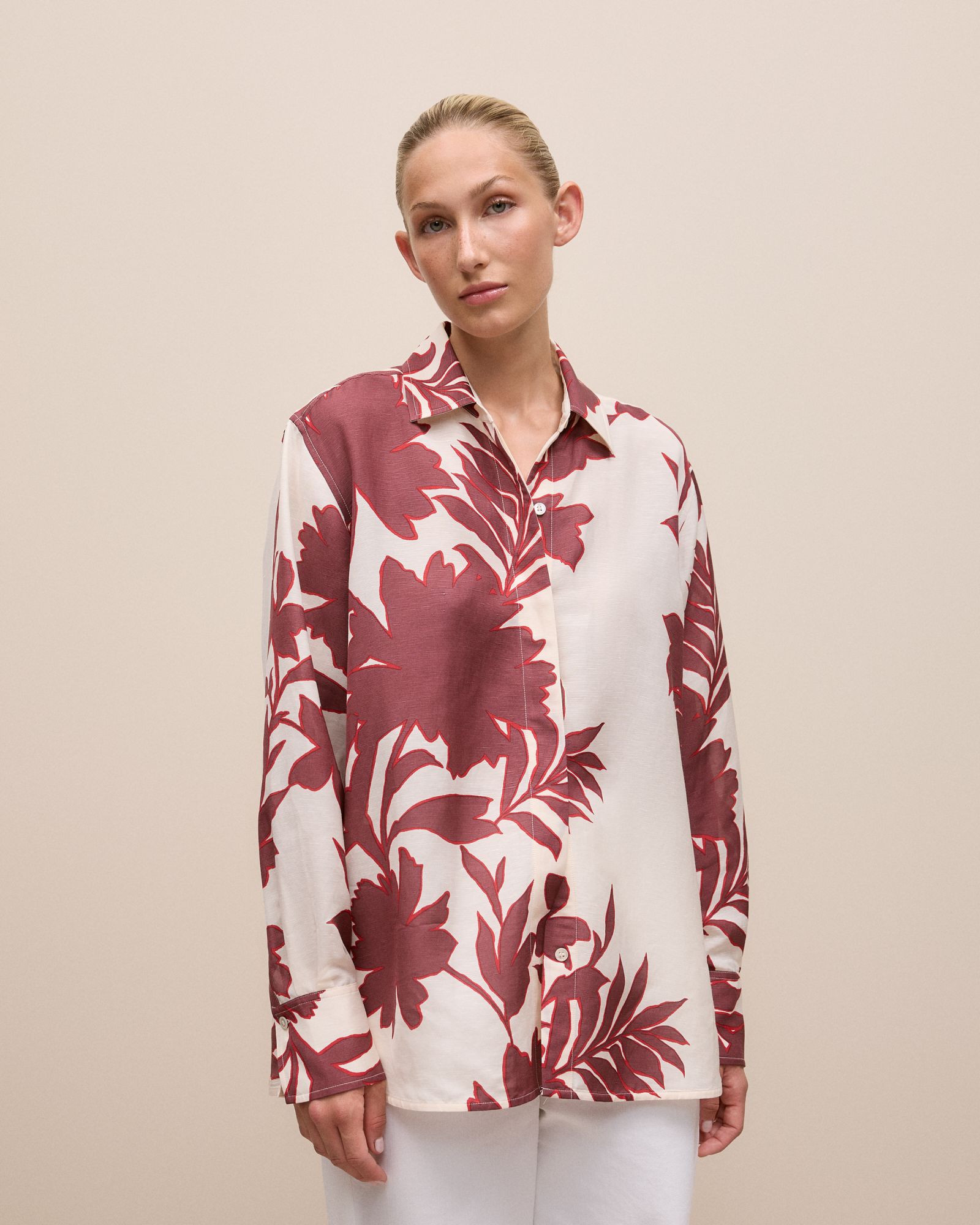 Roselle Relaxed Shirt in Red Mahogany