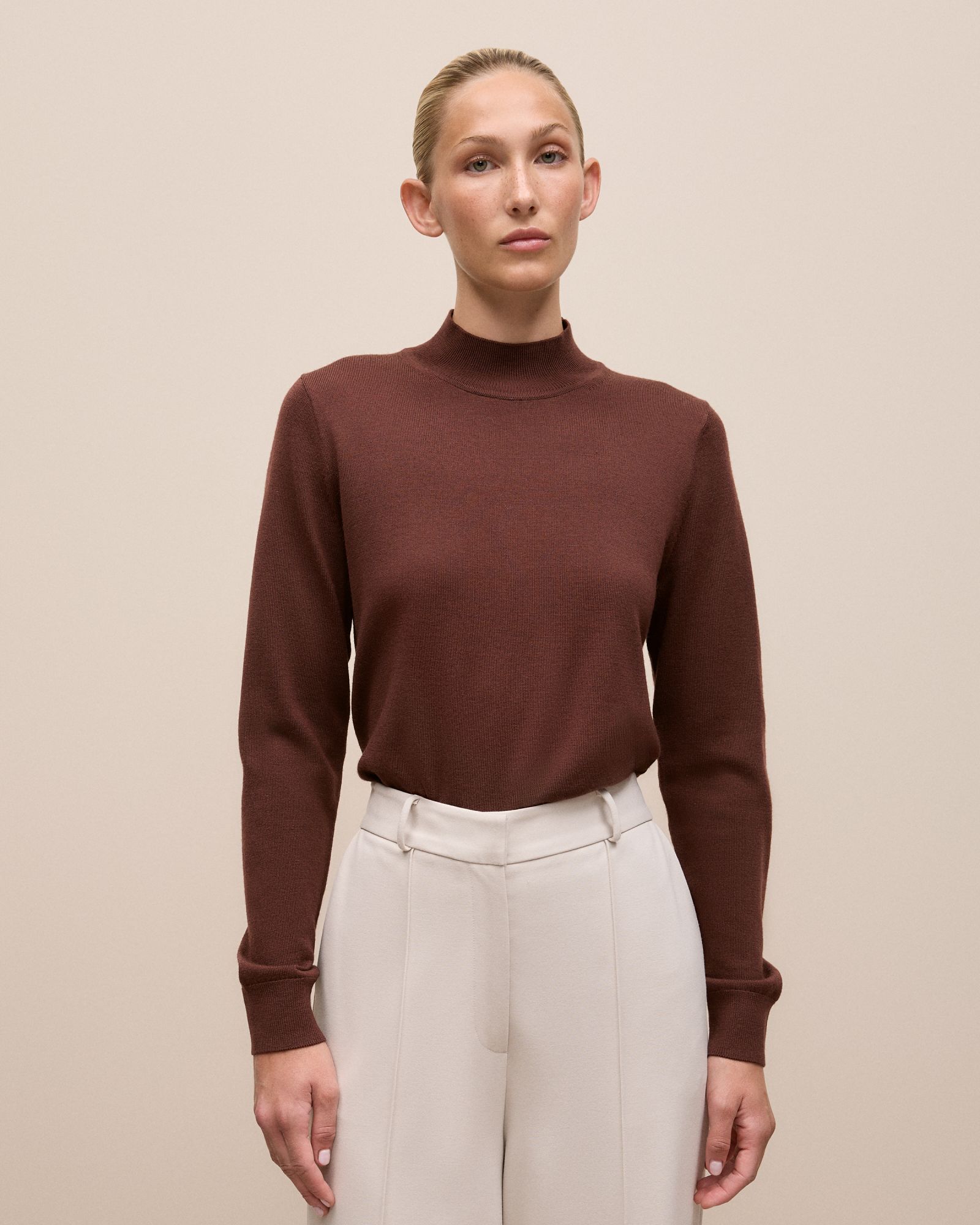 Merino Mock Neck in Espresso