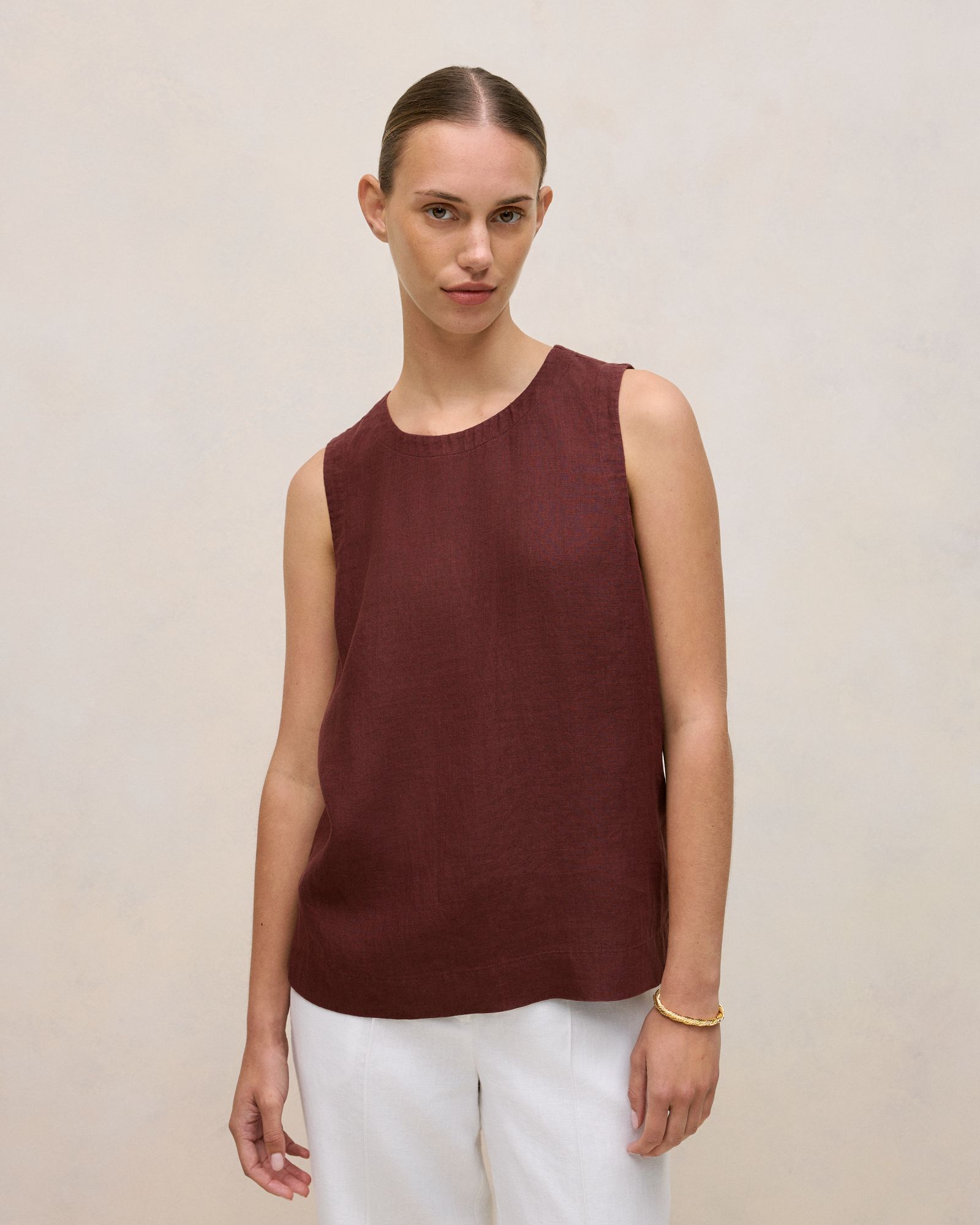 Delave Linen Shell Tank in Espresso
