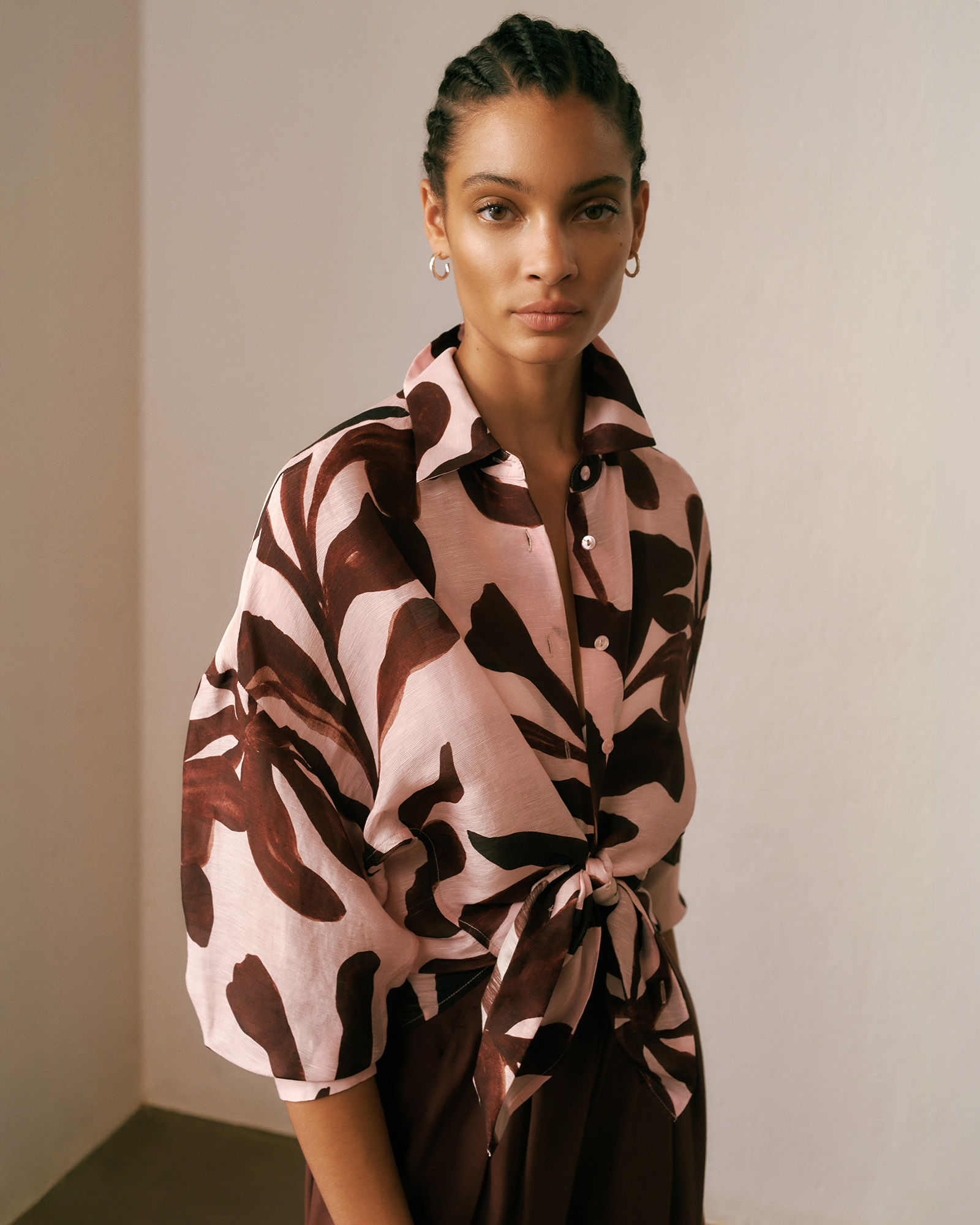 Wakame Linen Silk Resort Shirt in Light Pink