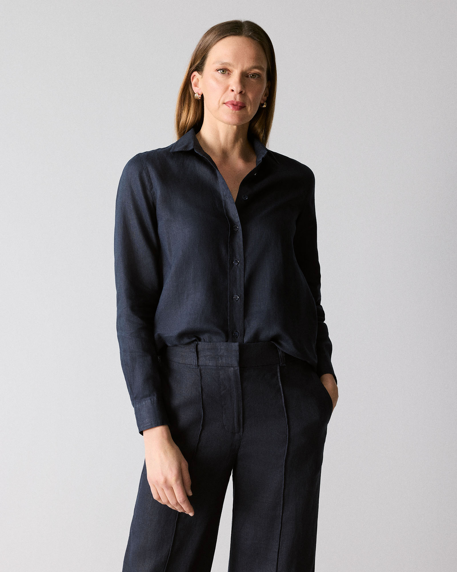 Linen Classic Shirt in Night Sky