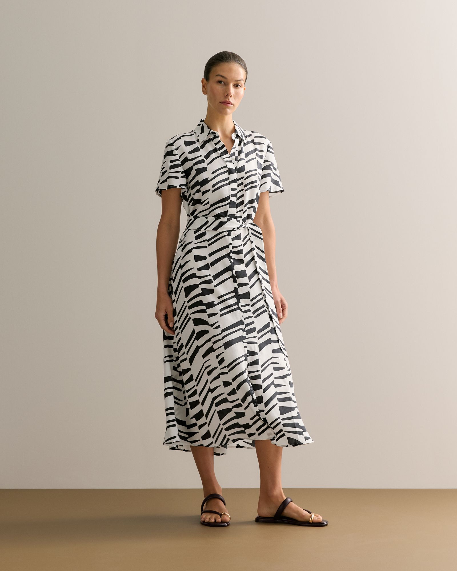 Modal Bold Geo Shirt Dress in Black Multi