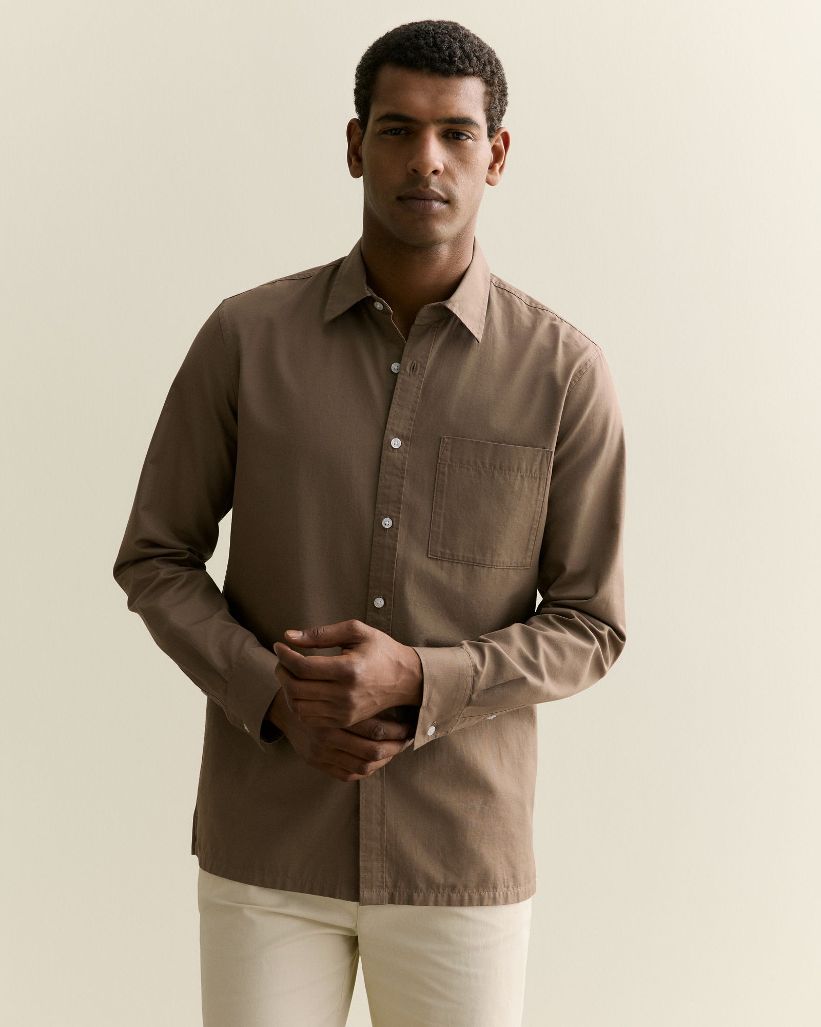Cotton Textured Shirt in Walnut