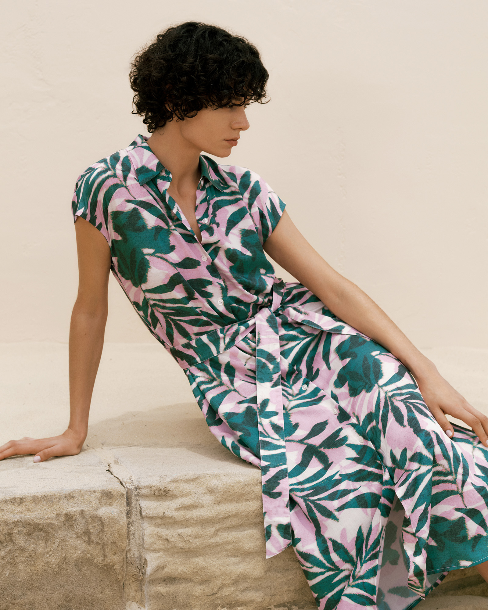 Arbour Cap Sleeve Midi Shirt Dress in True Green