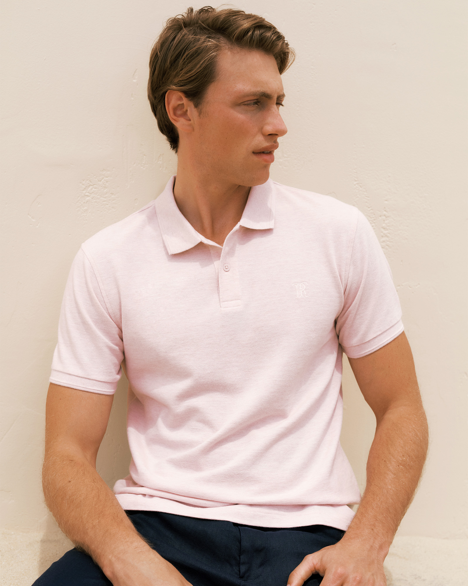 Pique Marle Monogram Polo in Soft Lilac