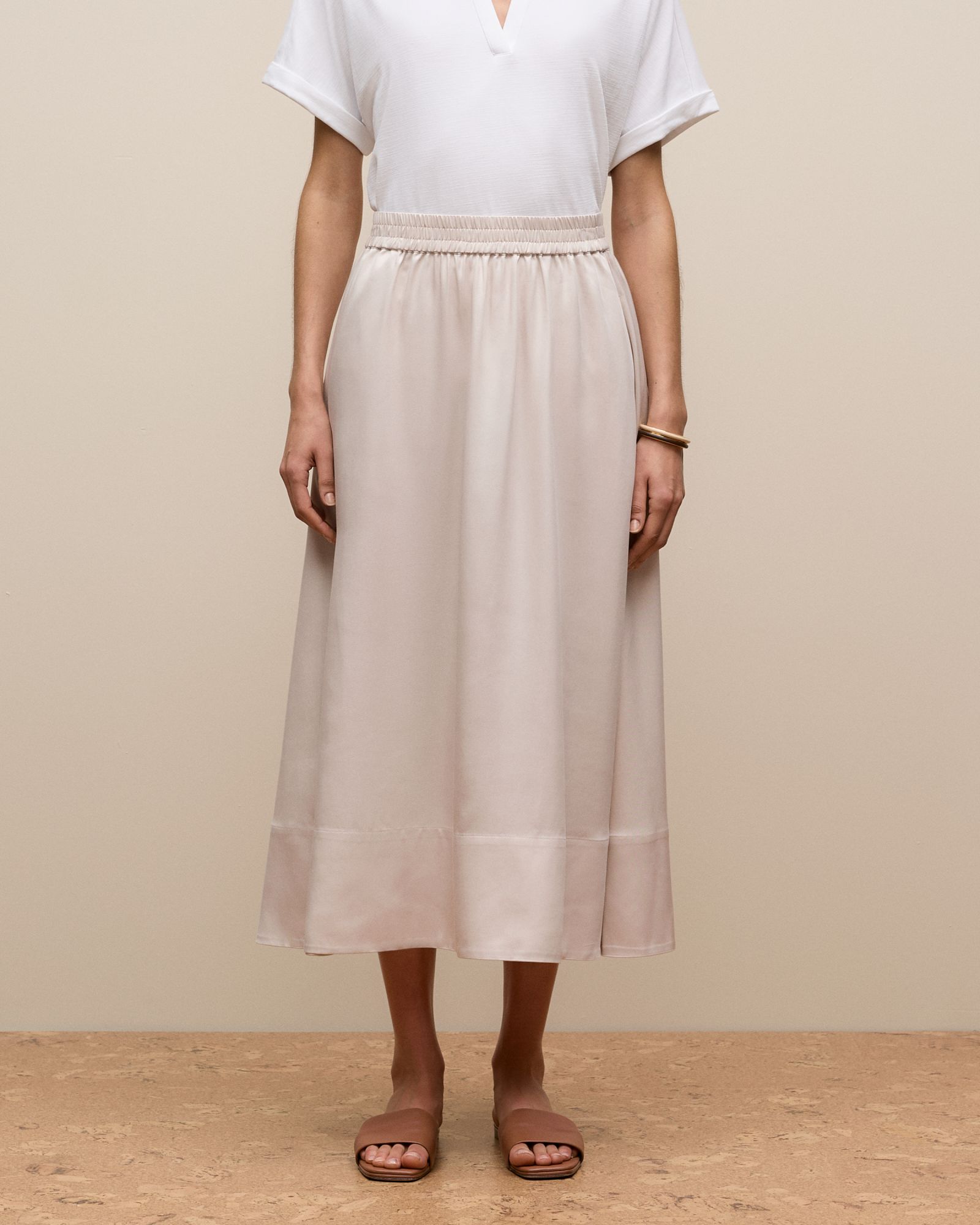 Soft Pull On Skirt in Stone