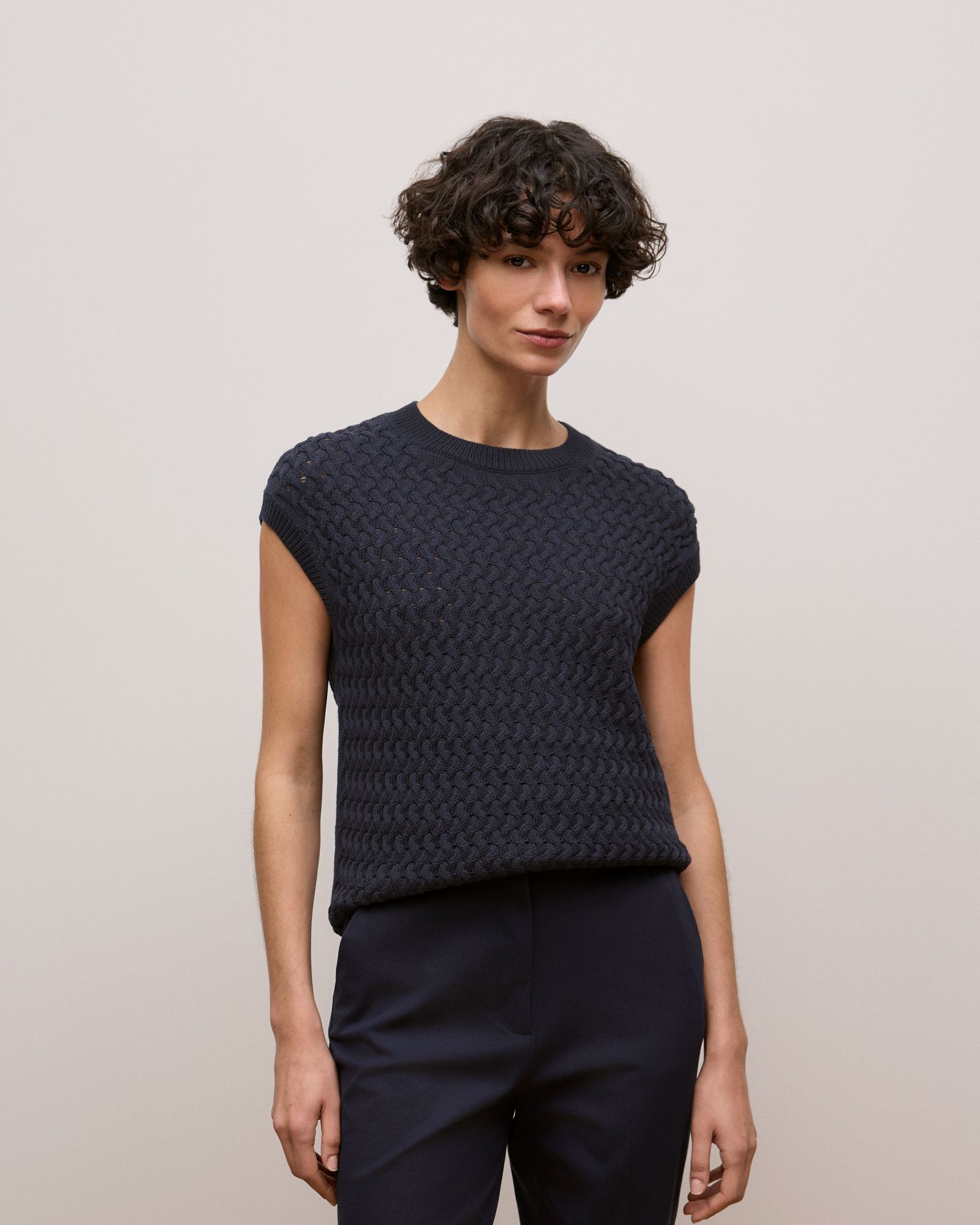 Cotton Knit Sleeveless Tunic in Night Sky