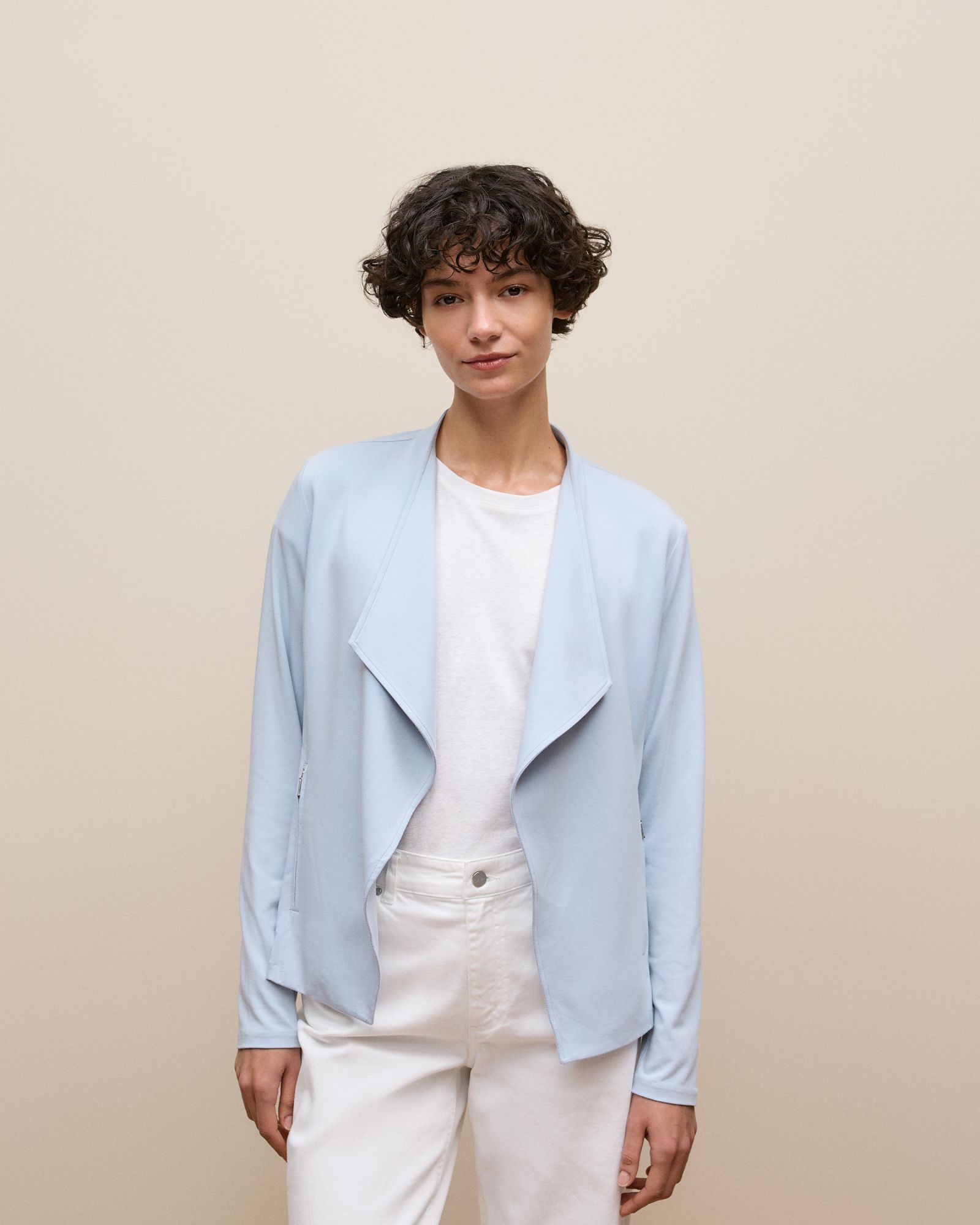 Bamboo Viscose Blend Jacket in Soft Blue