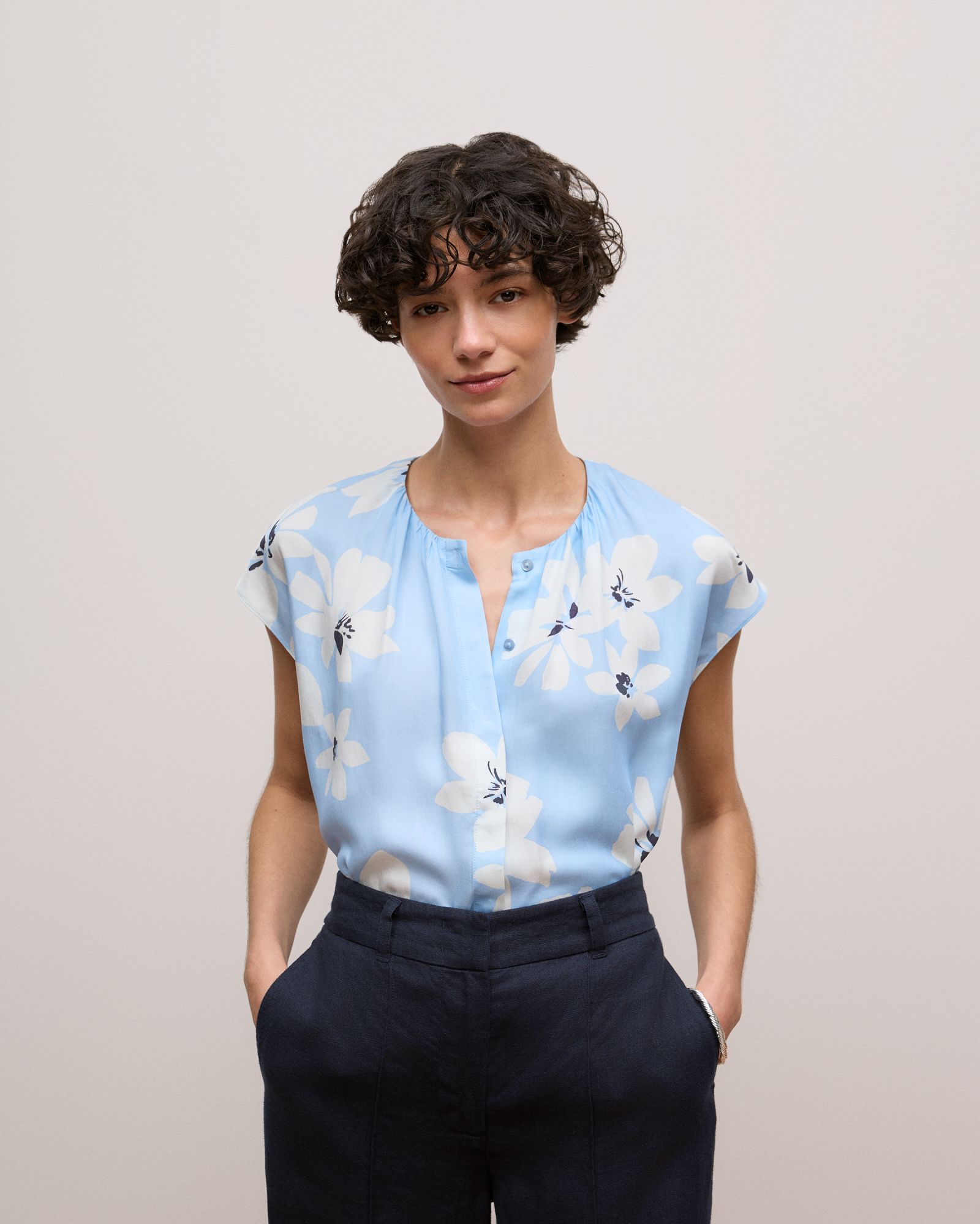 Sorell Modal Cap Sleeve Blouse in Soft Blue