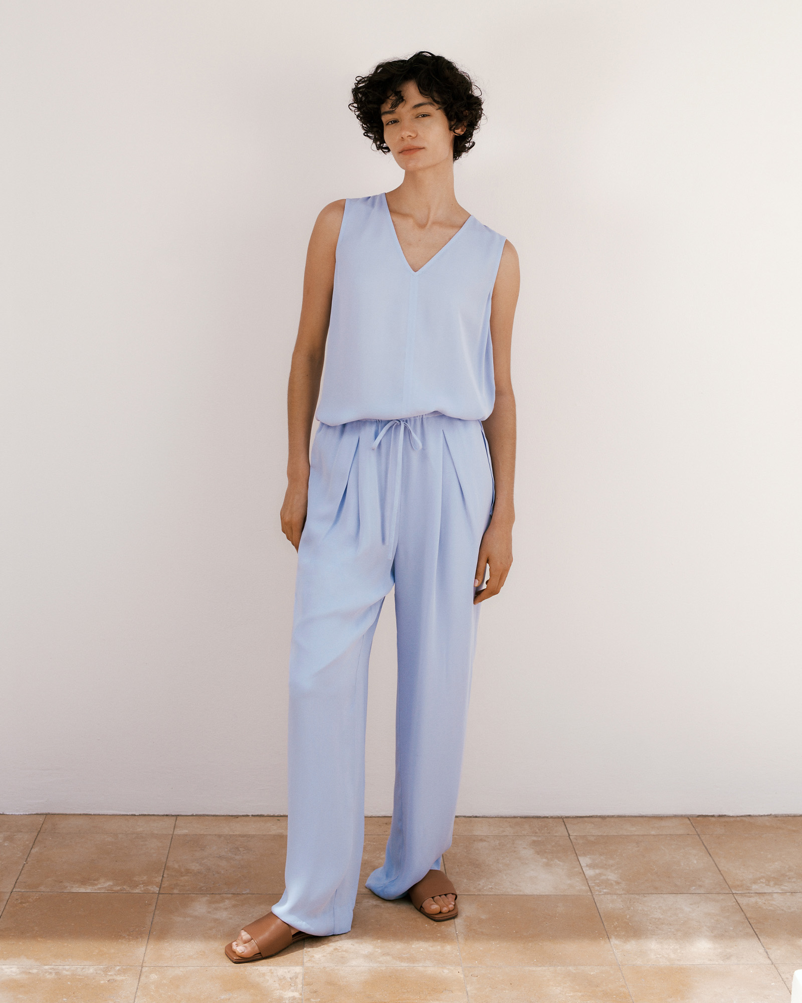 Soft Drawcord Pant in Soft Blue