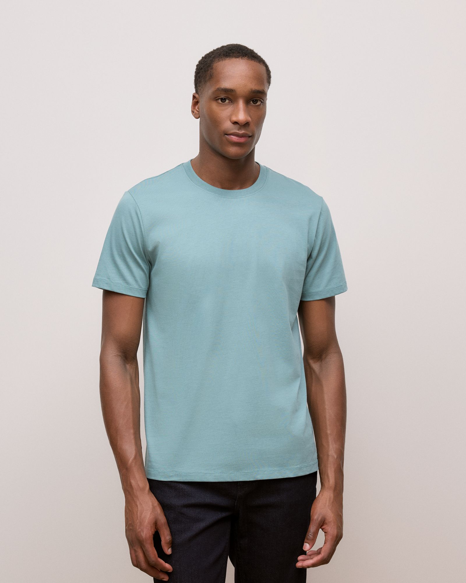 Cotton Crew T-shirt in Jade Green