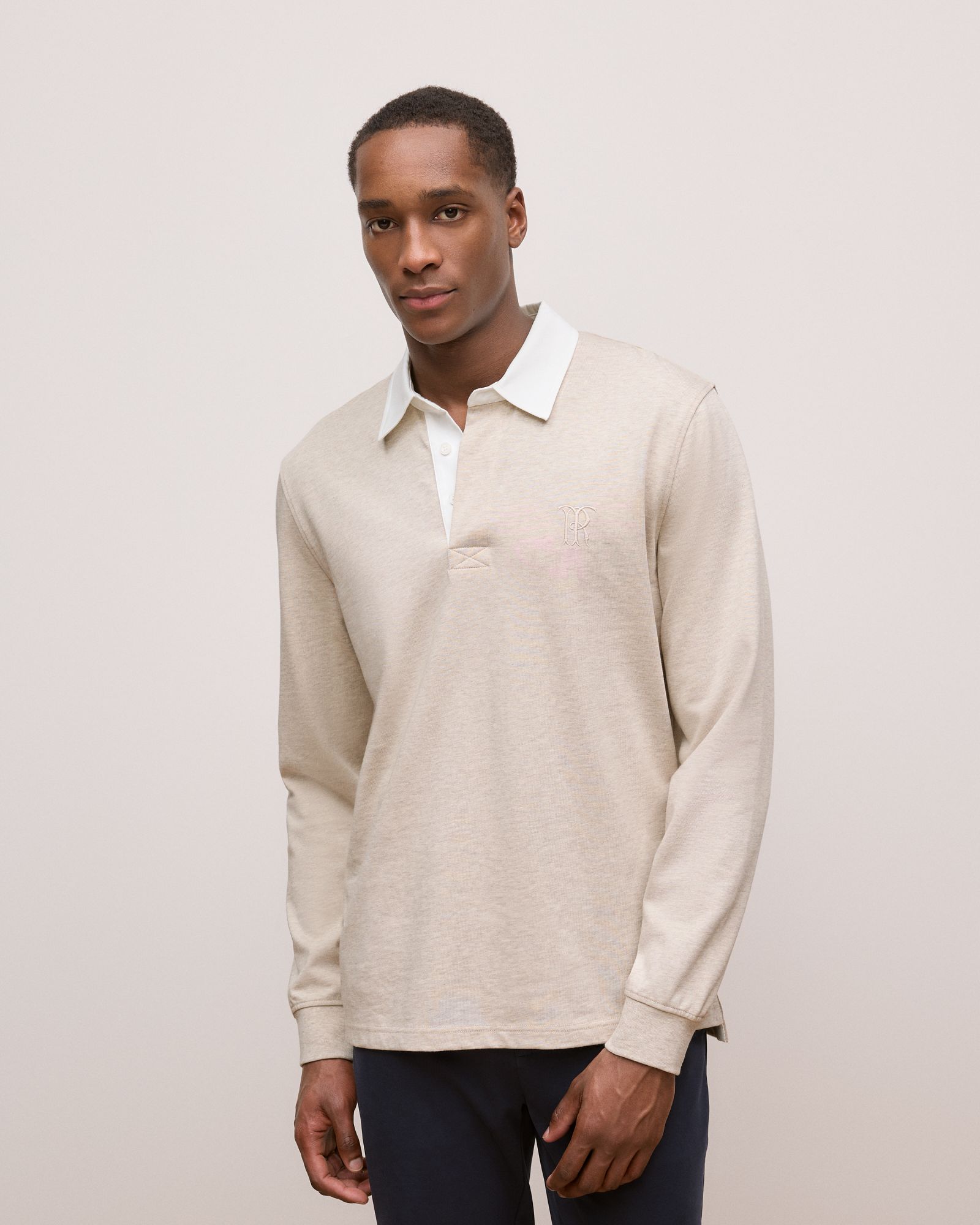 Jersey Cotton Monogram Rugby in Oat Marle