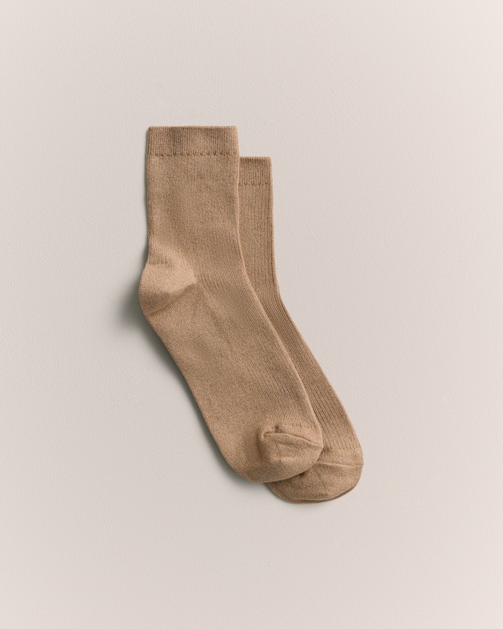 Metallic Rib 1/4 Crew Sock in Light Camel