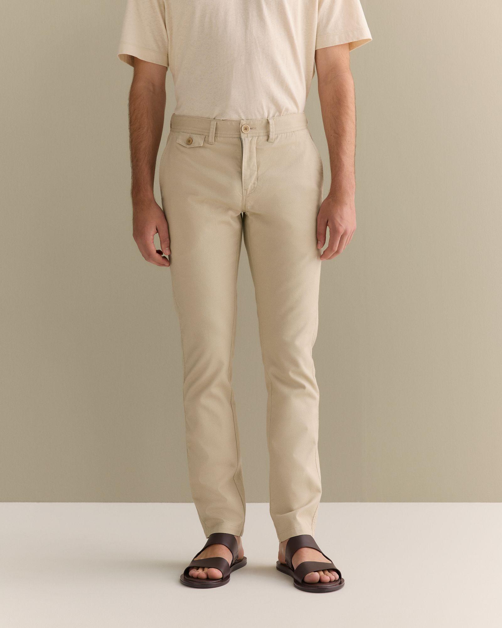 Slim Fit Cotton Dobby Twill Chino in Fawn