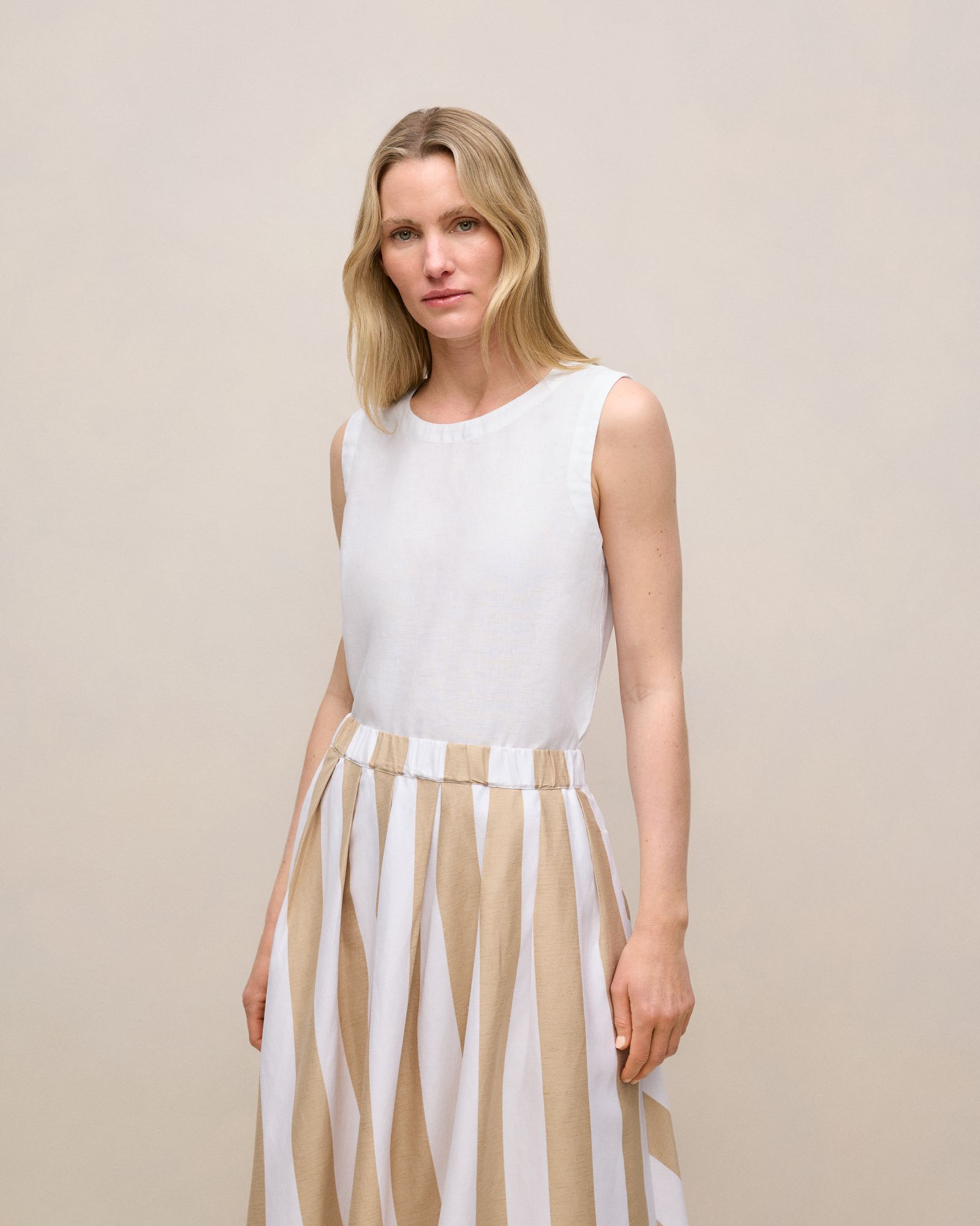 Delave Linen Shell Tank in White