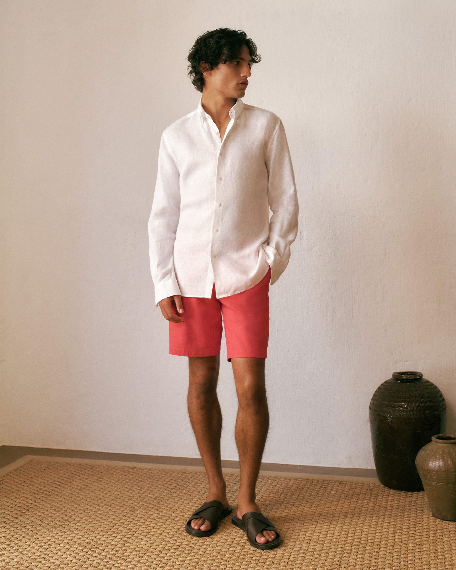 Cotton Twill Chino Short in Crimson