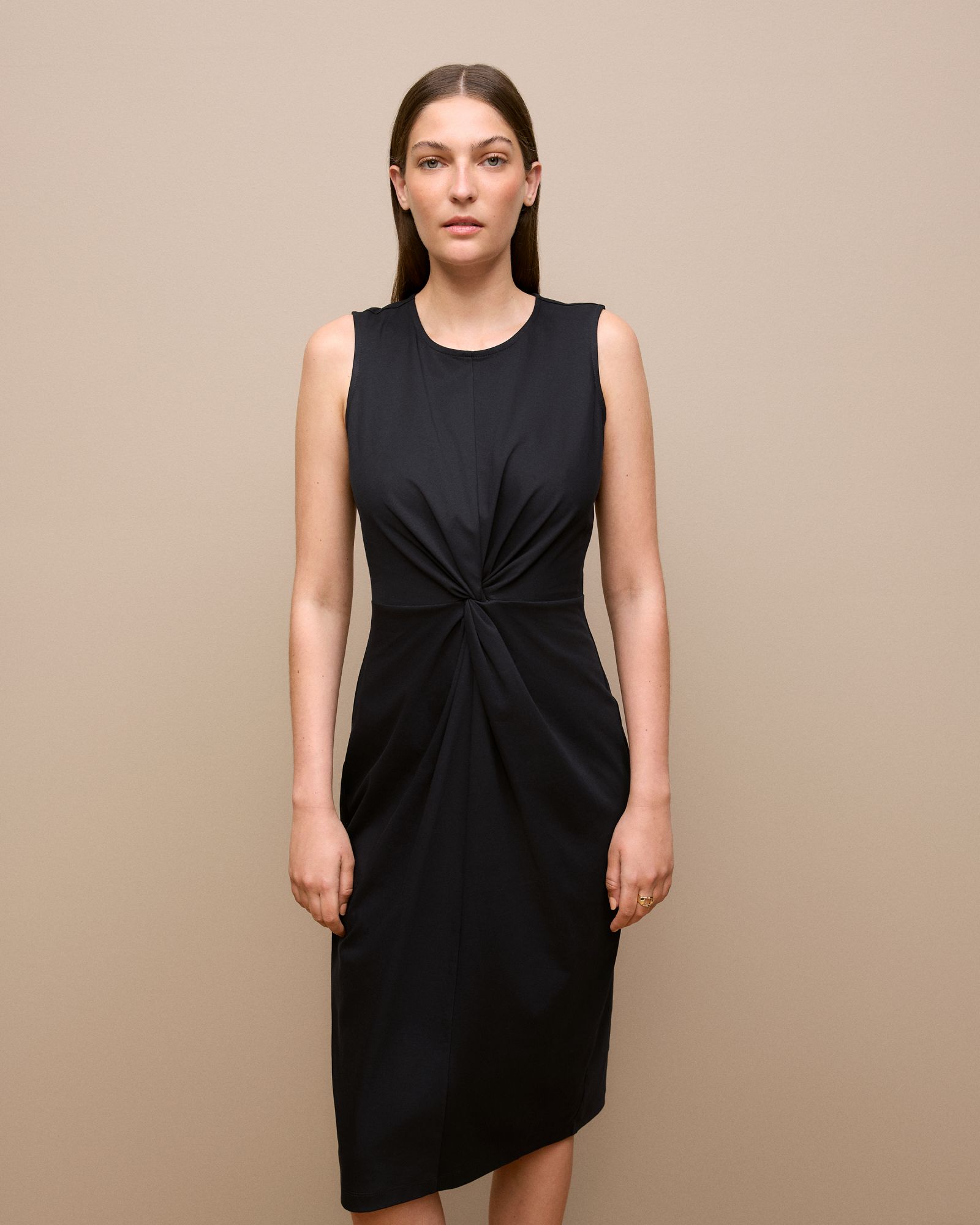 Cotton Twist Front Dress in Black