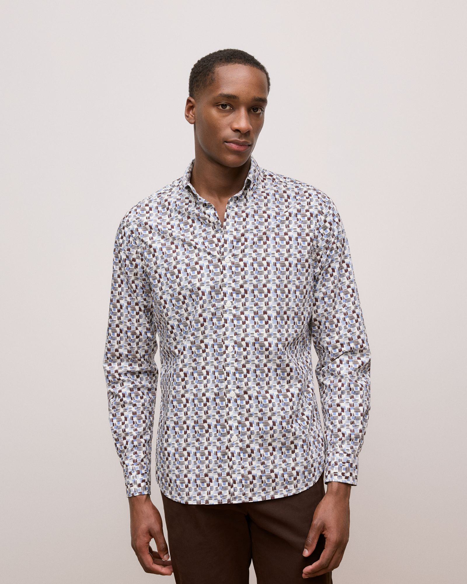 Regular Fit Reed Poplin Long Sleeve Shirt in Auburn