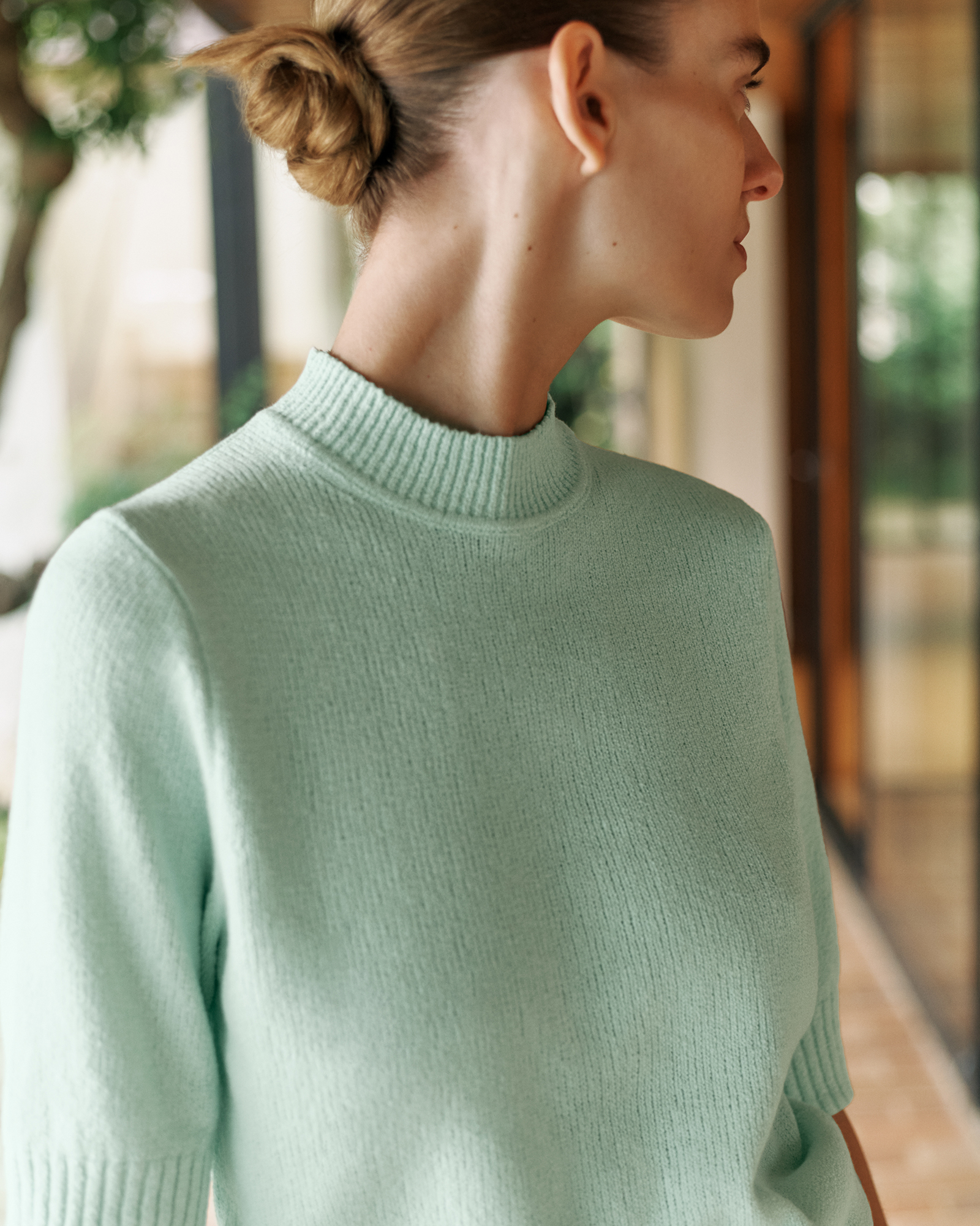 Boucle Mock Neck in Peppermint