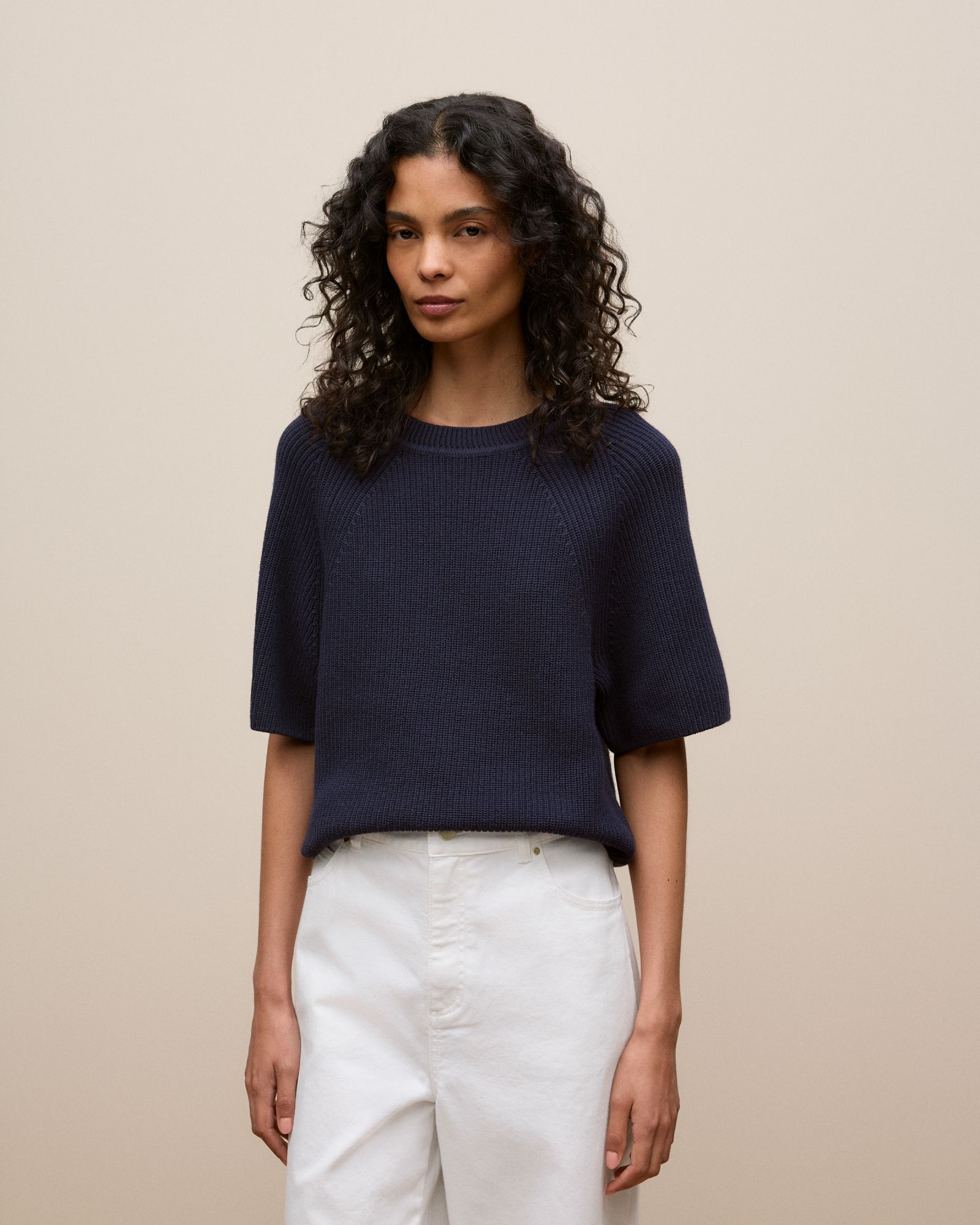 Textured 3/4 Sleeve Knit in Night Sky