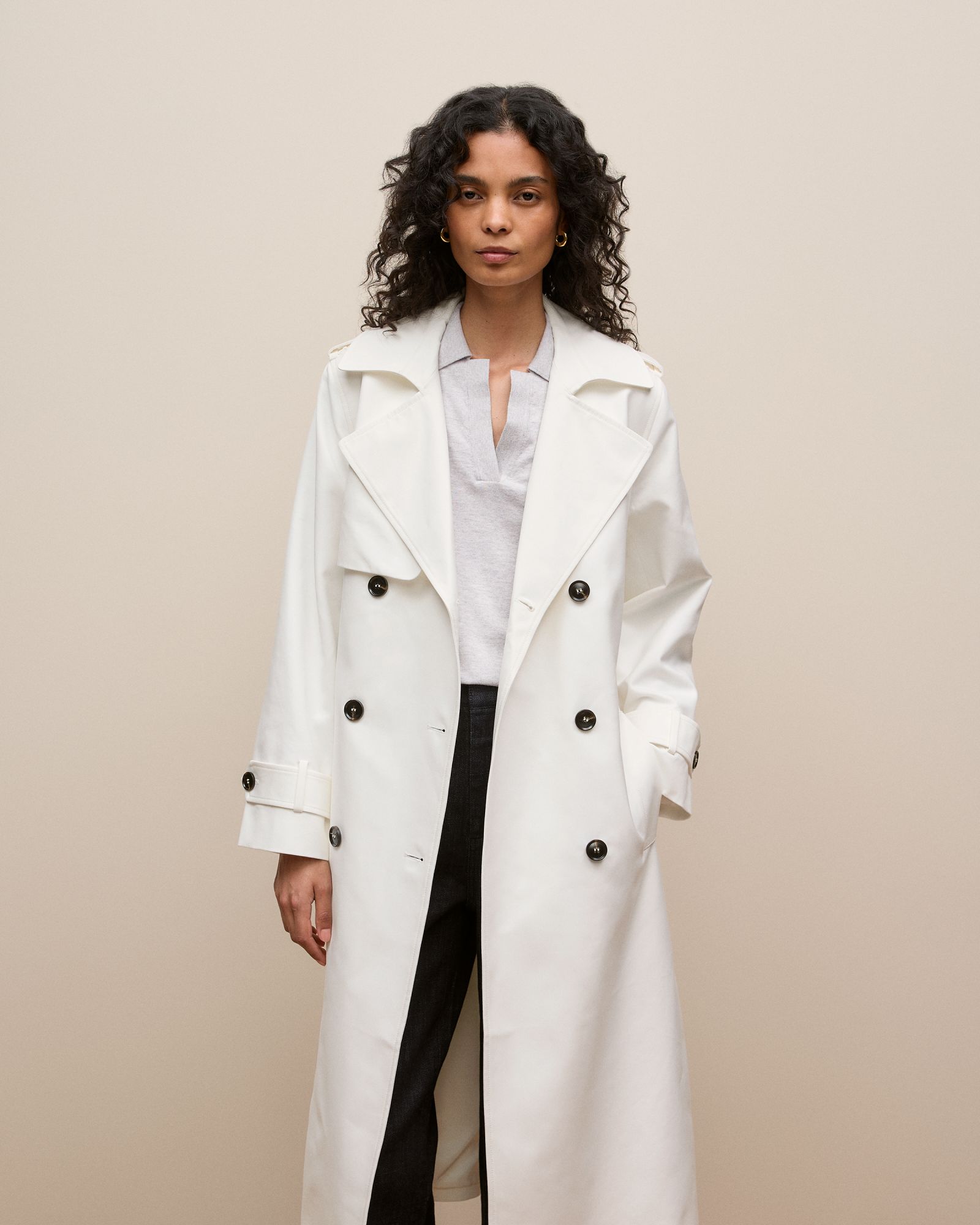 Double Cloth Trench in Marshmallow
