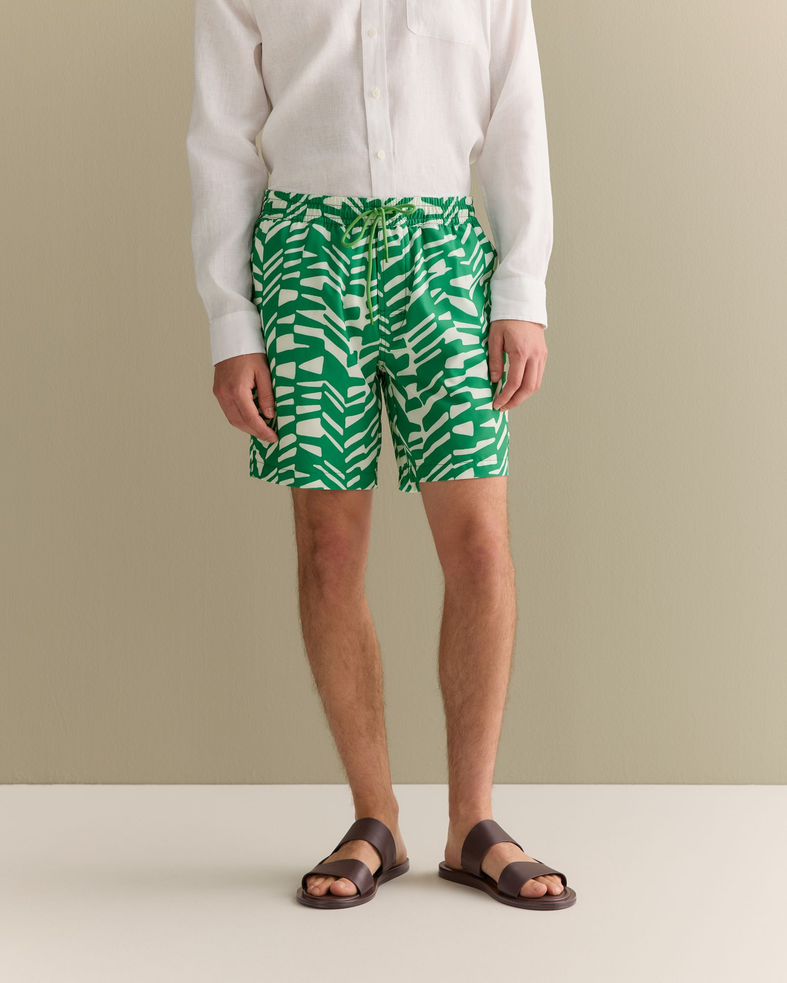 Abstract Geo Swim Short in Billiard Green