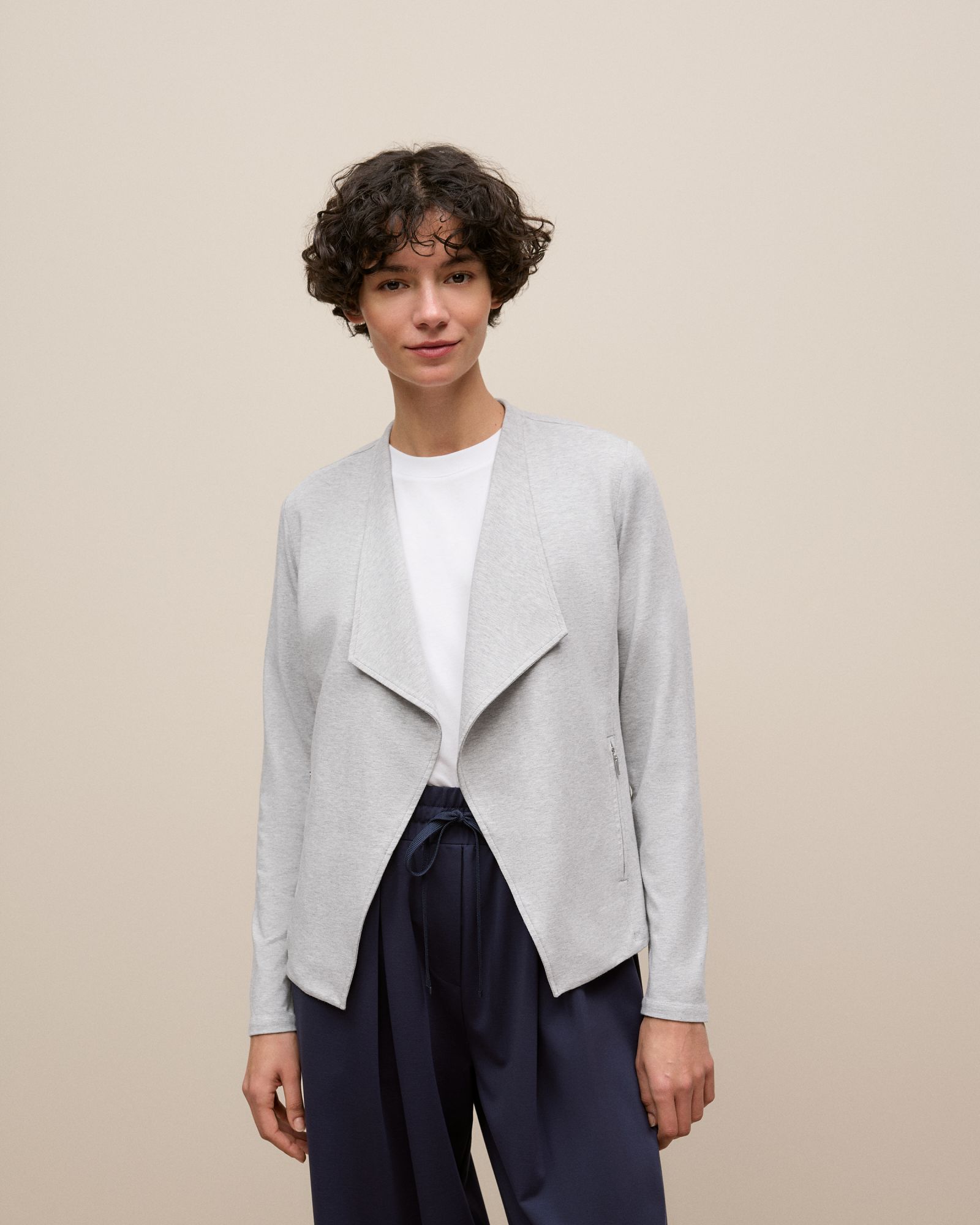 Bamboo Viscose Marle Jacket in Light Grey Marle