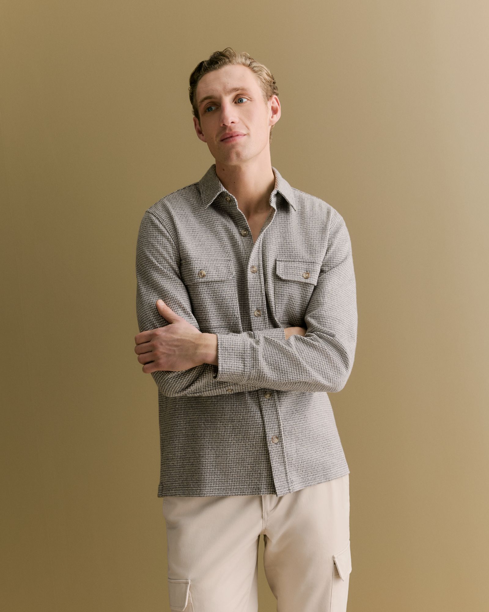 Puppytooth Jacquard Overshirt in Asphalt