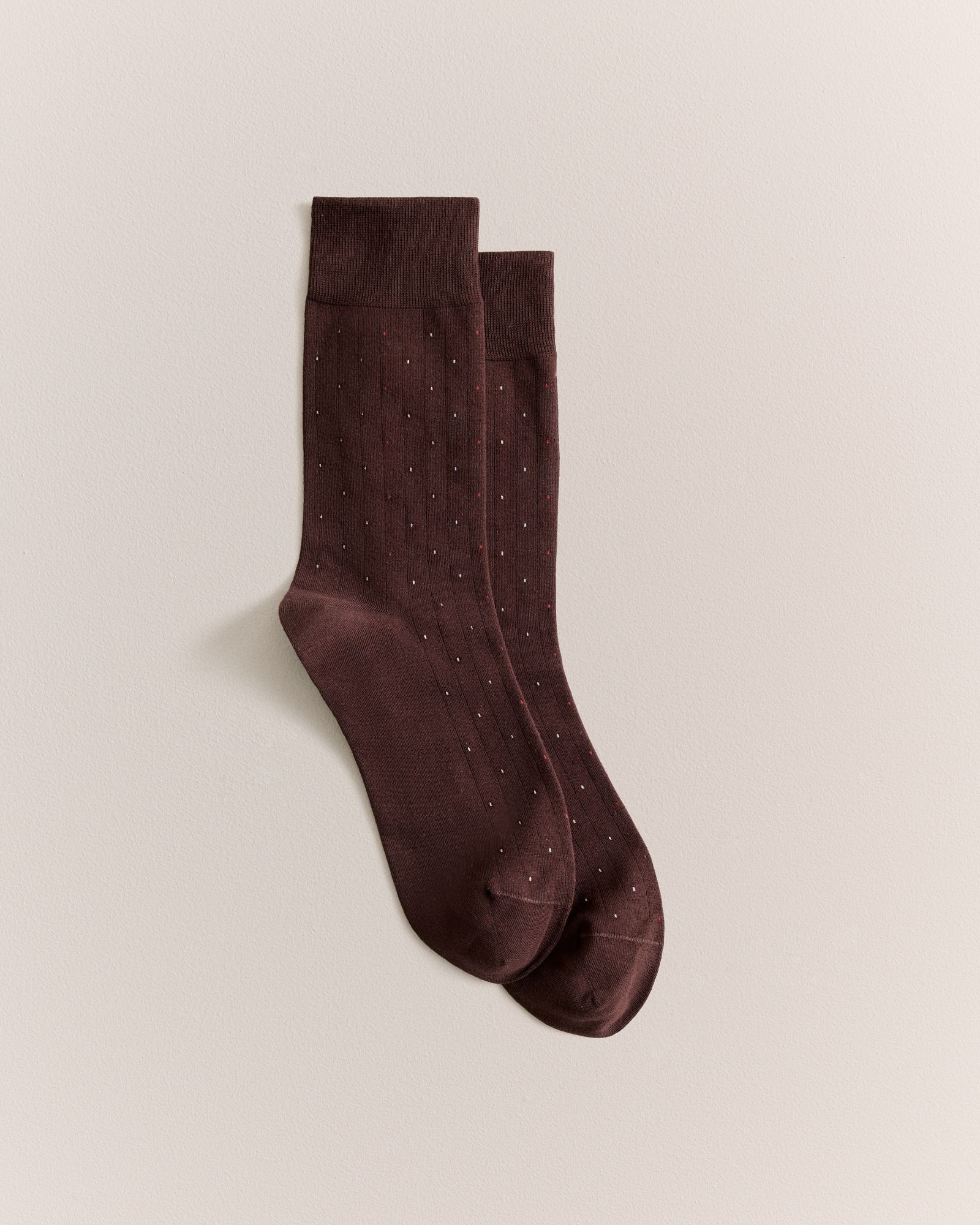 Dot Rib Crew Sock in Espresso