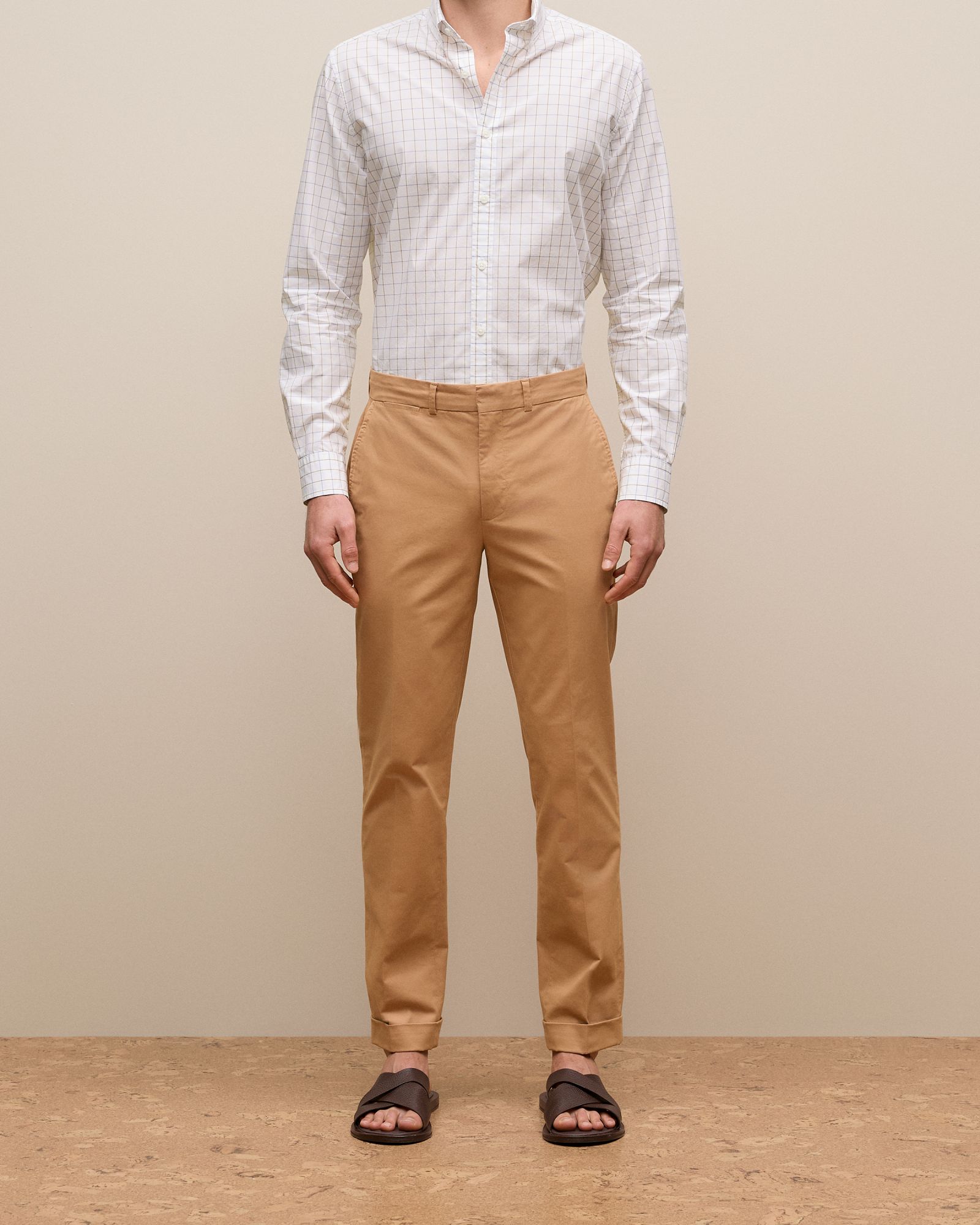 Tailored Cuff Detail Pant in Camel