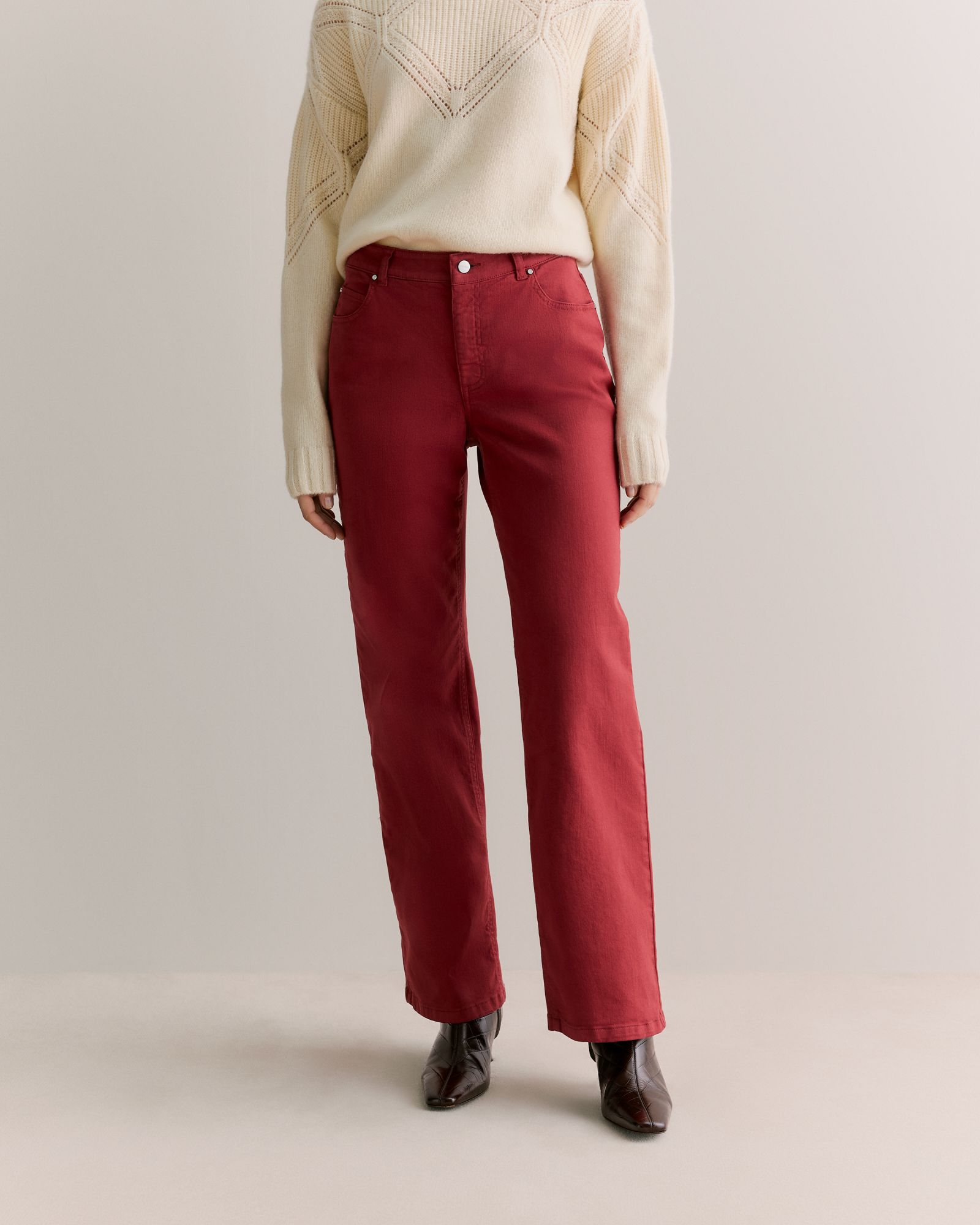 Garment Dyed Wide Leg Jean in Oxblood