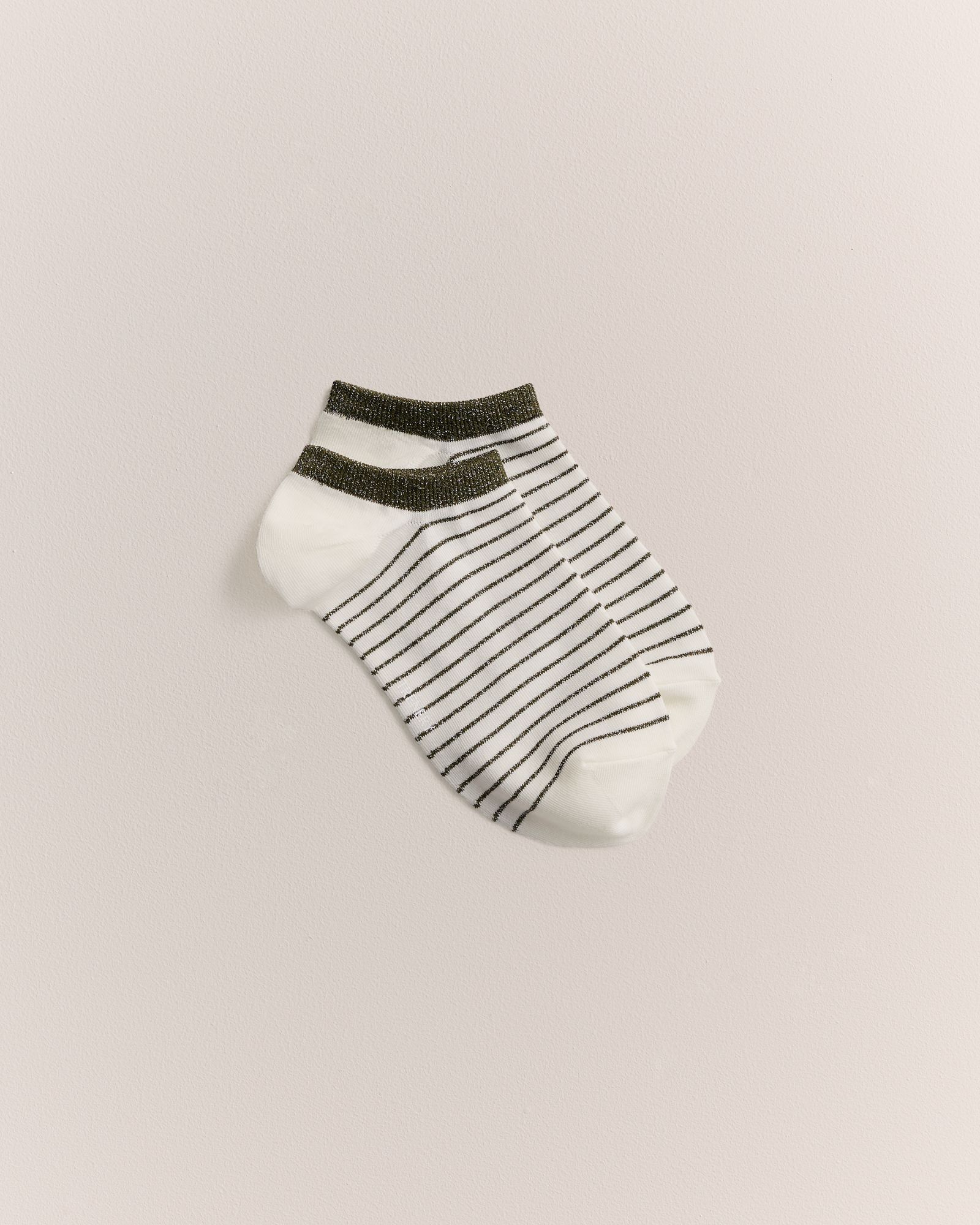 Metallic Stripe Low Cut Sock in Khaki