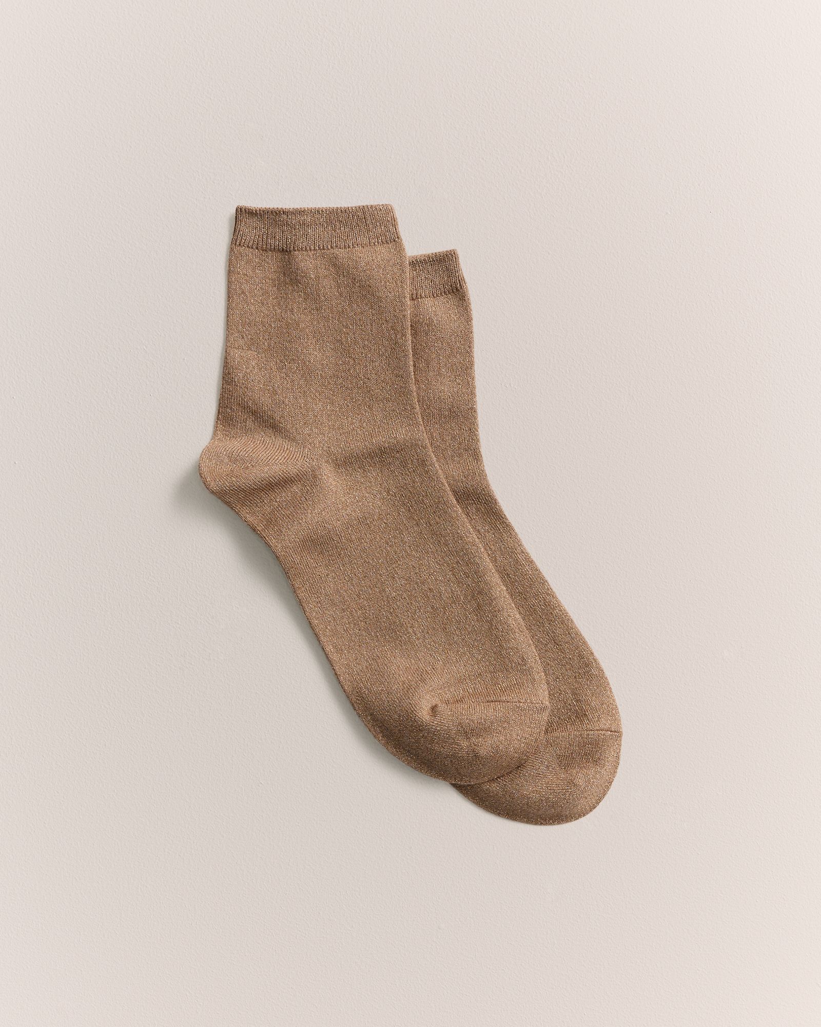 Metallic Rib Crew Sock in Gold