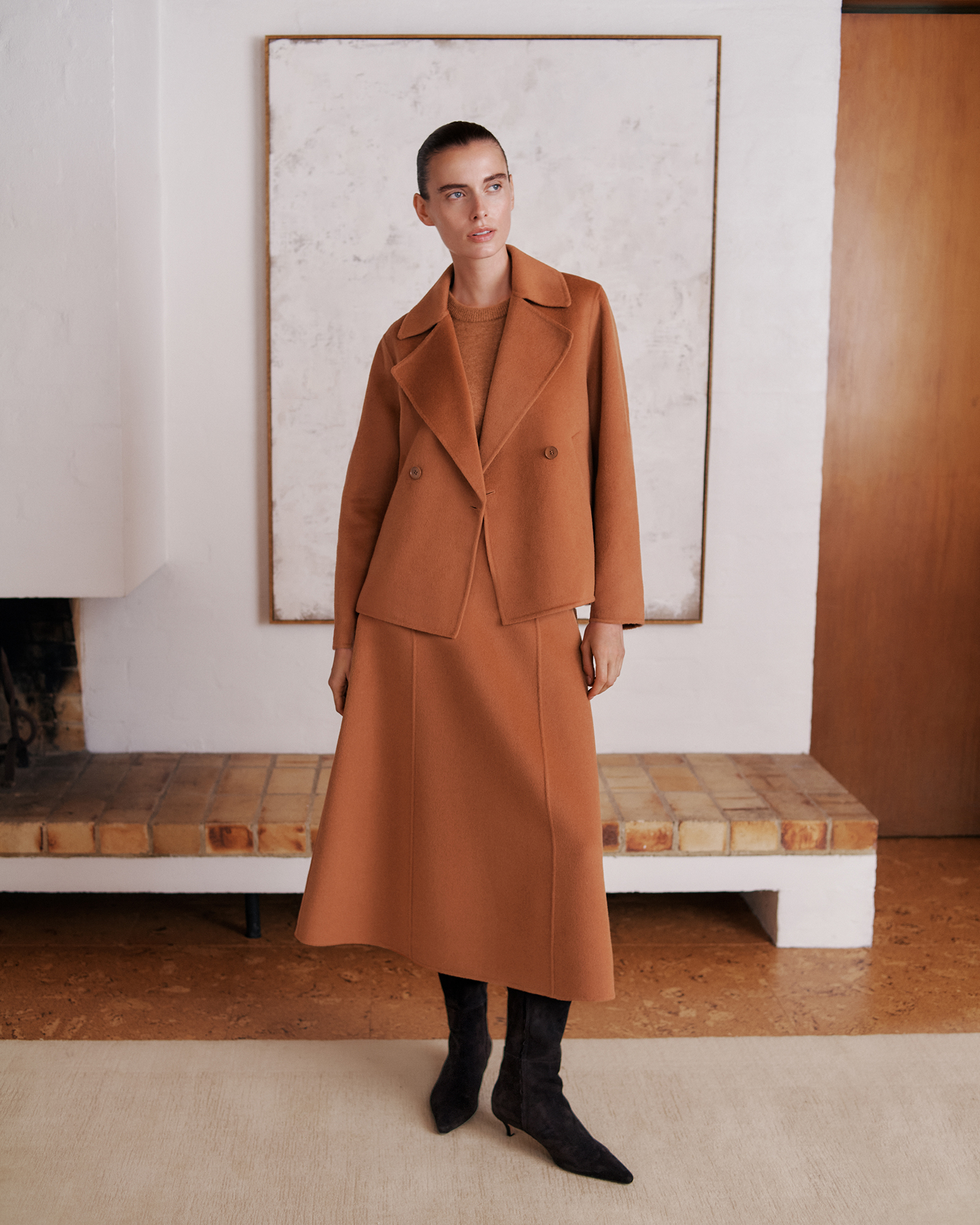 Double Faced Wool Skirt in Sierra