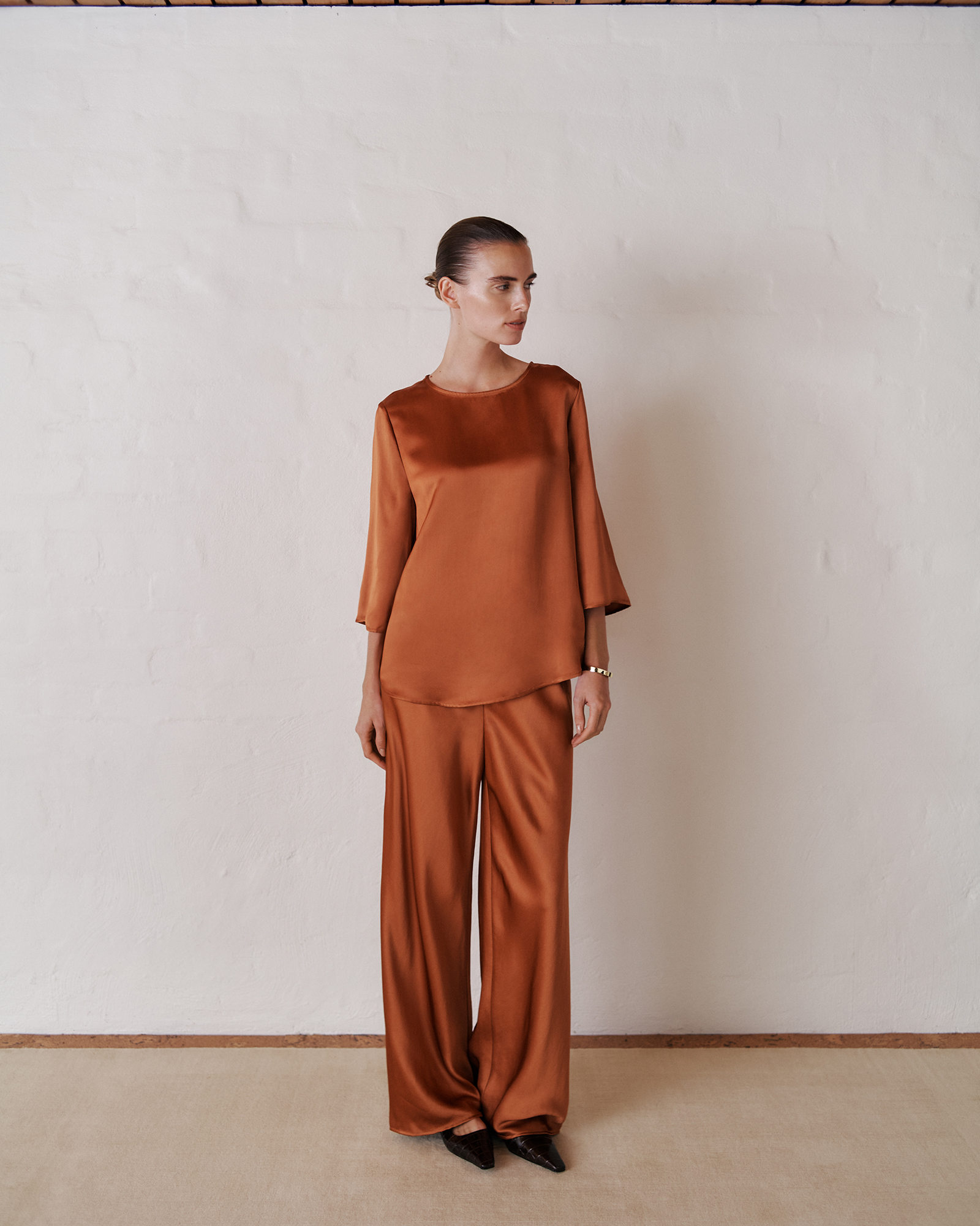 Satin Relaxed Blouse in Sierra