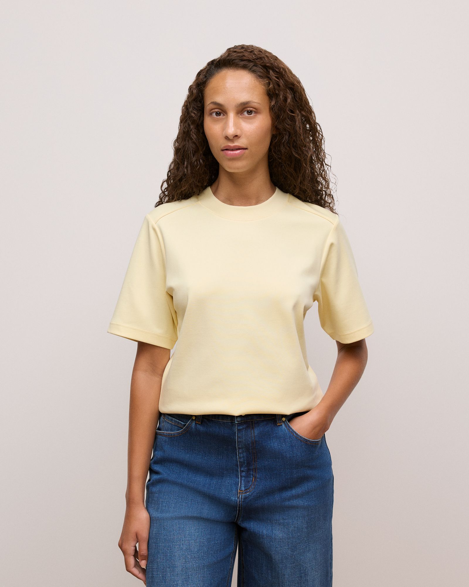 Cotton Modal Interlock T-shirt in Winter Butter