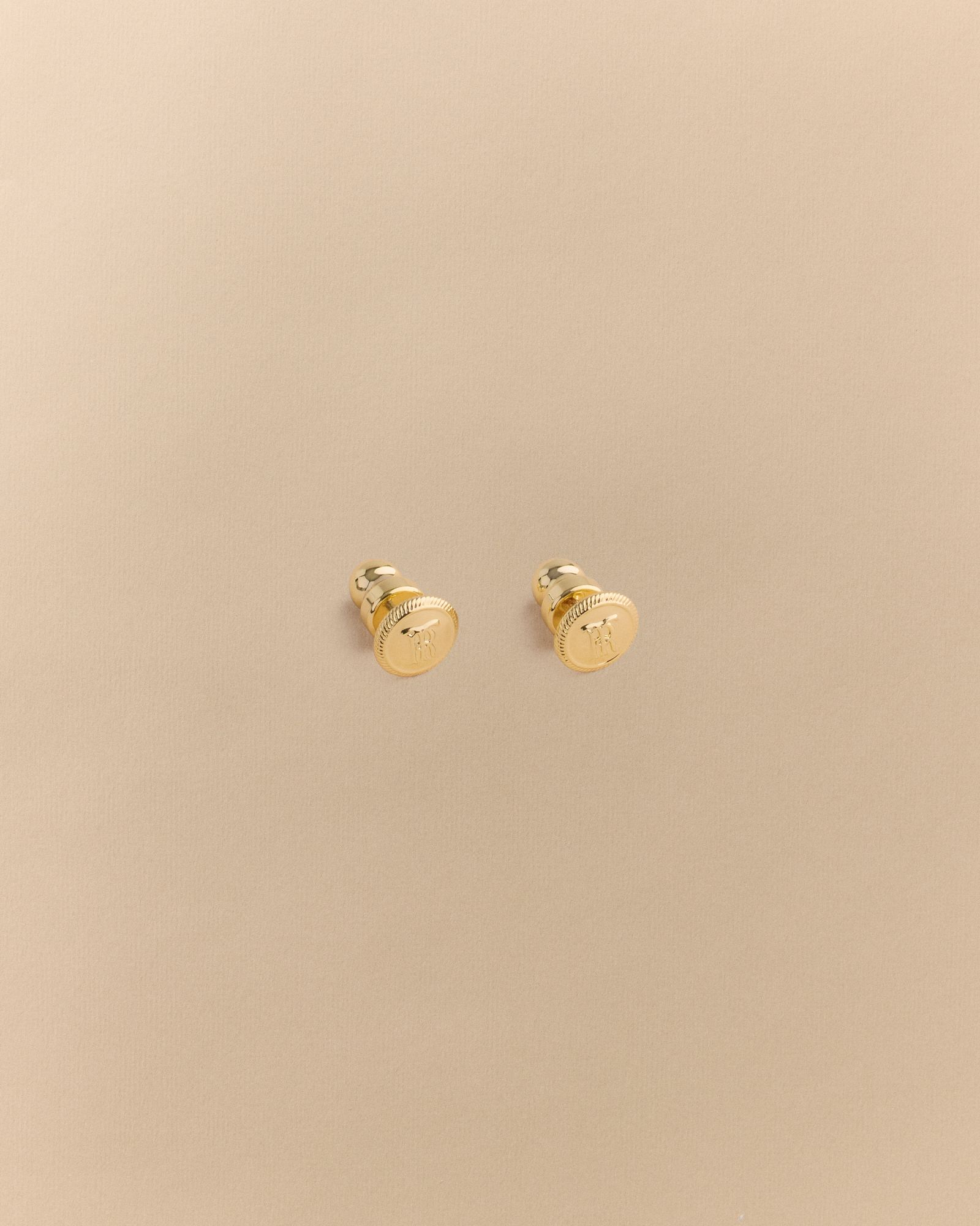 Monogram Stud Earrings in Gold