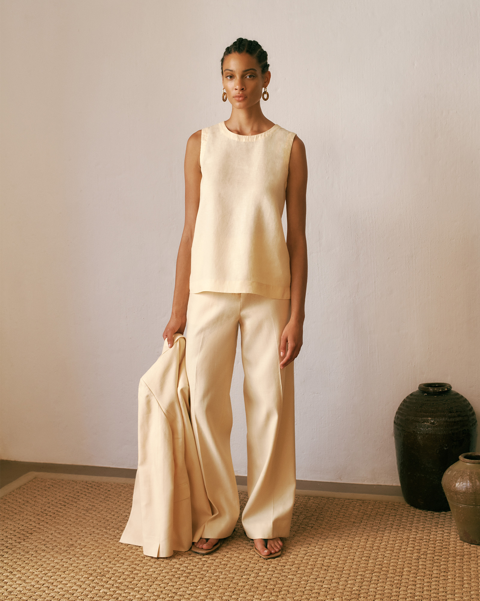 Delave Linen Shell Tank in Butter