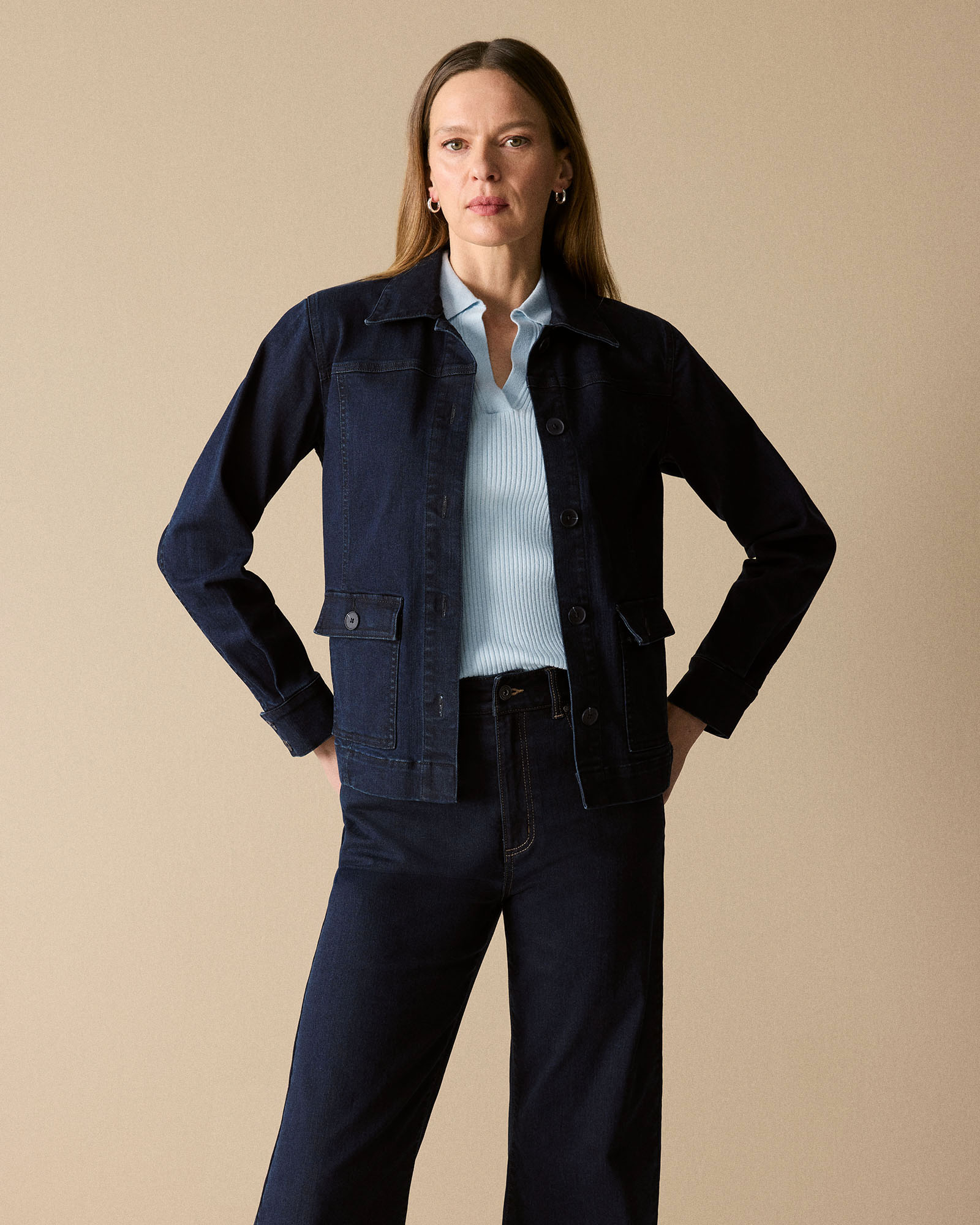 Pocket Detail Denim Jacket in Dark Indigo