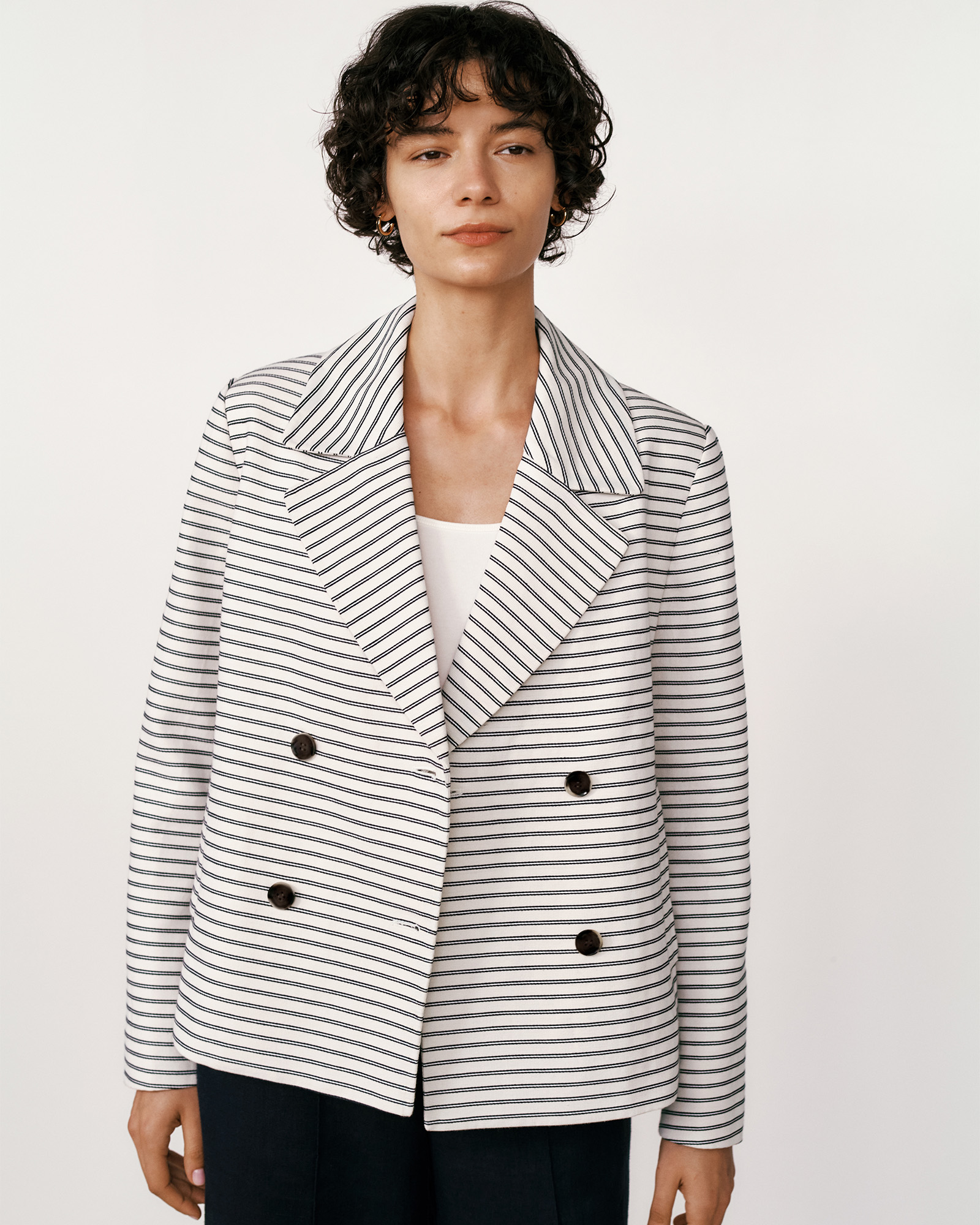 Stripe Peacoat in White