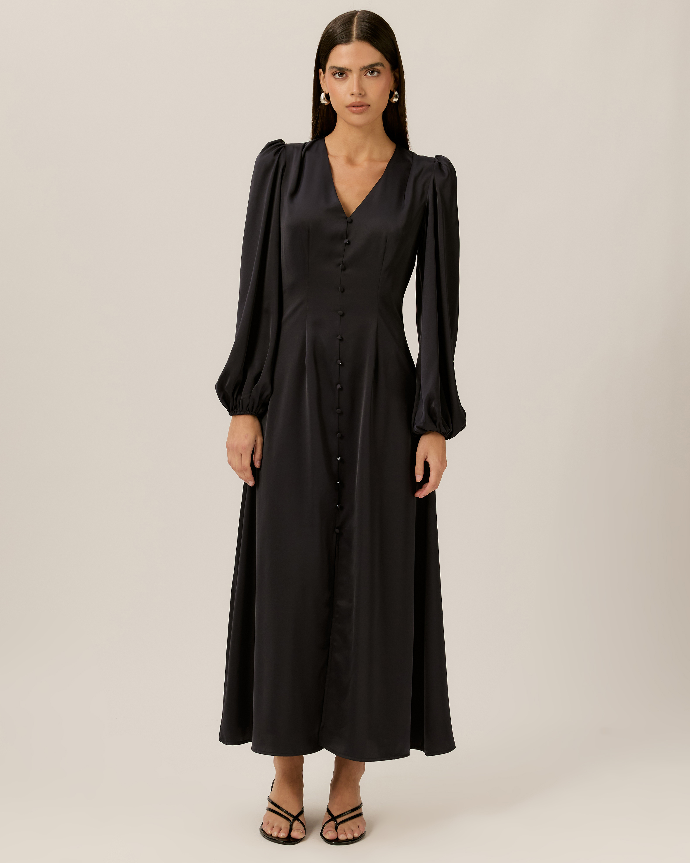 Florence LS Satin Midi Dress