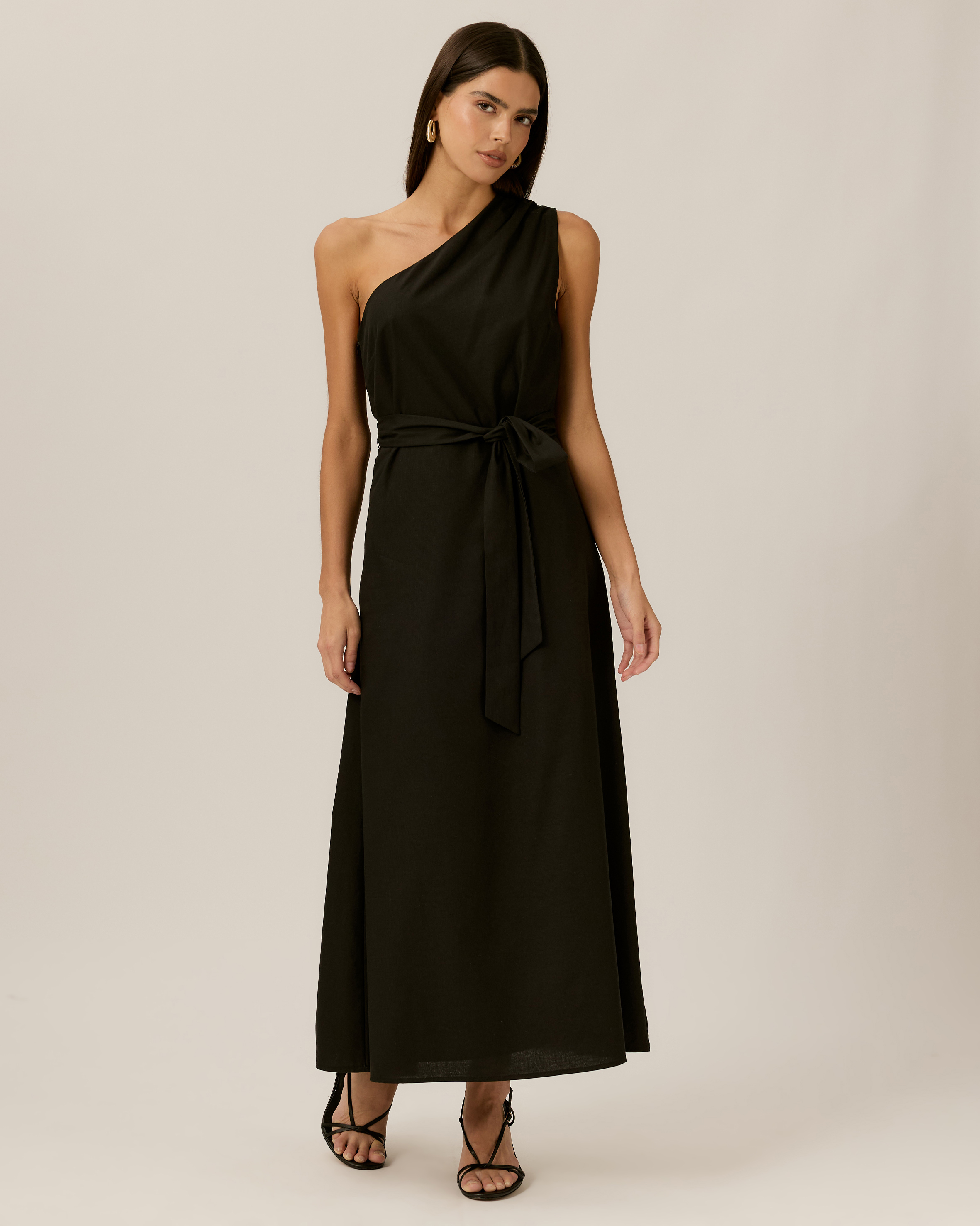 Olive One Shoulder Midi Dress
