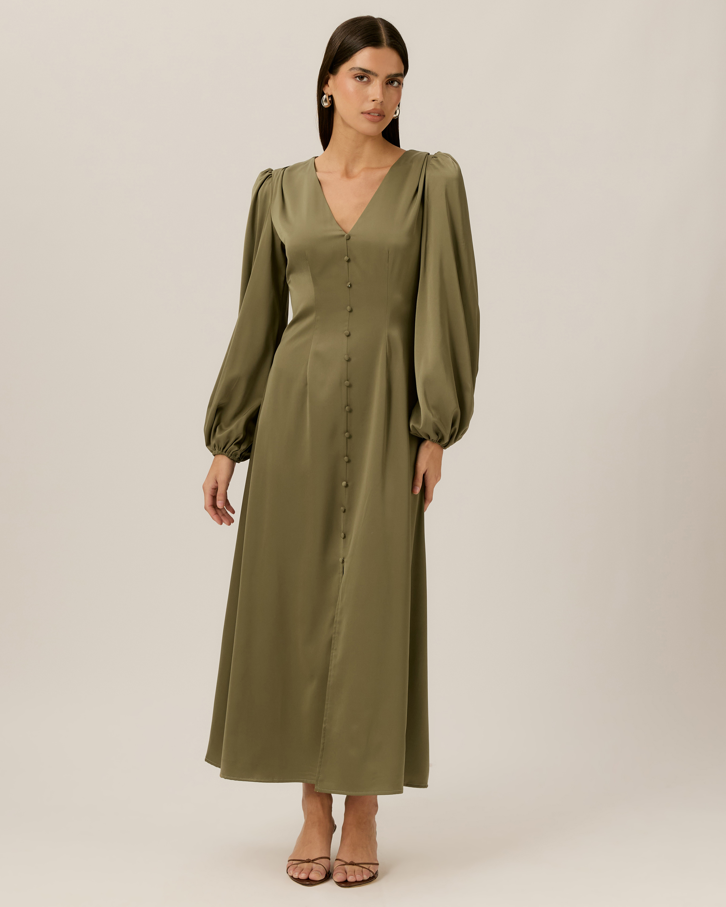 Florence LS Satin Midi Dress