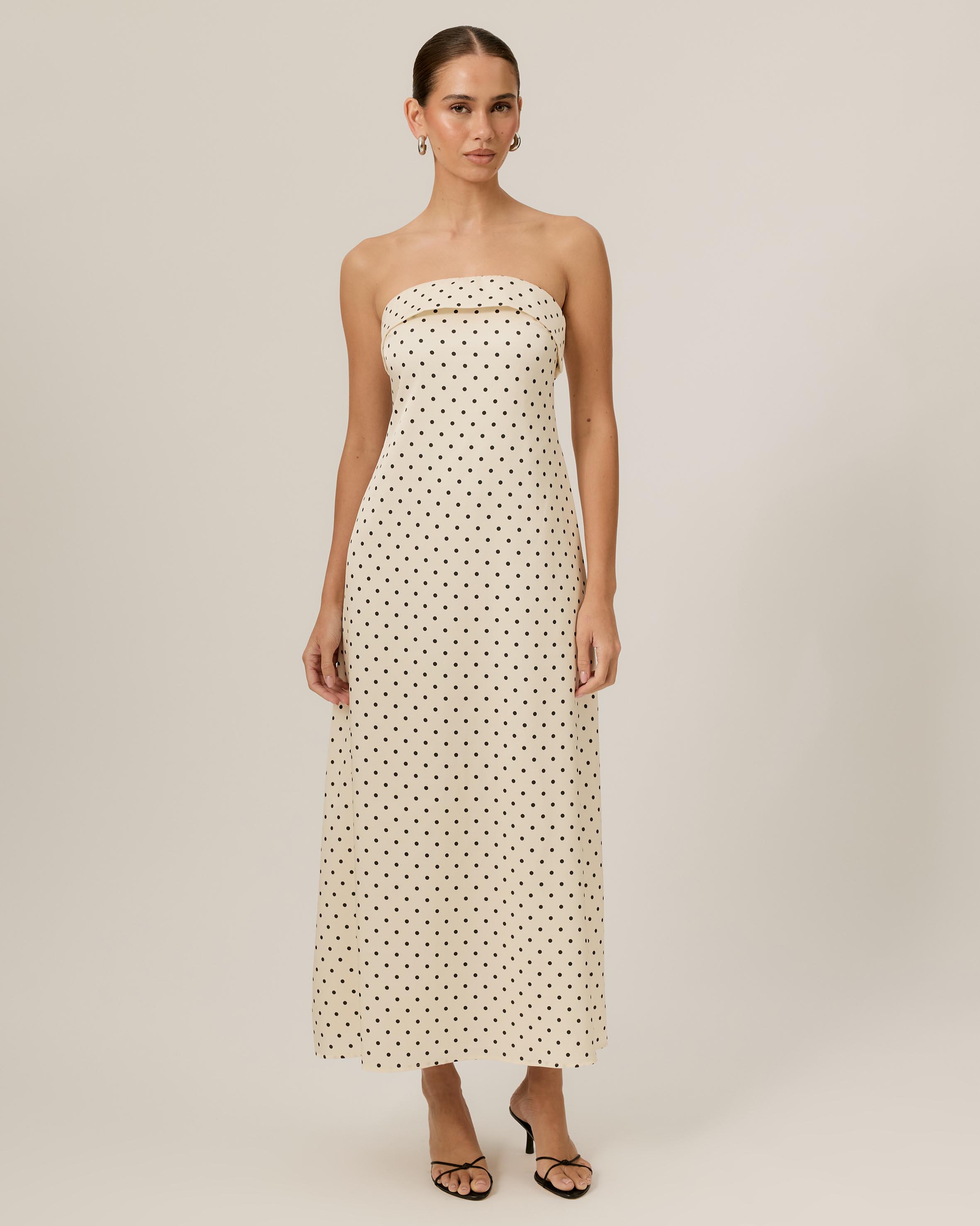 Polka Dot Sleeveless Bias Maxi Dress