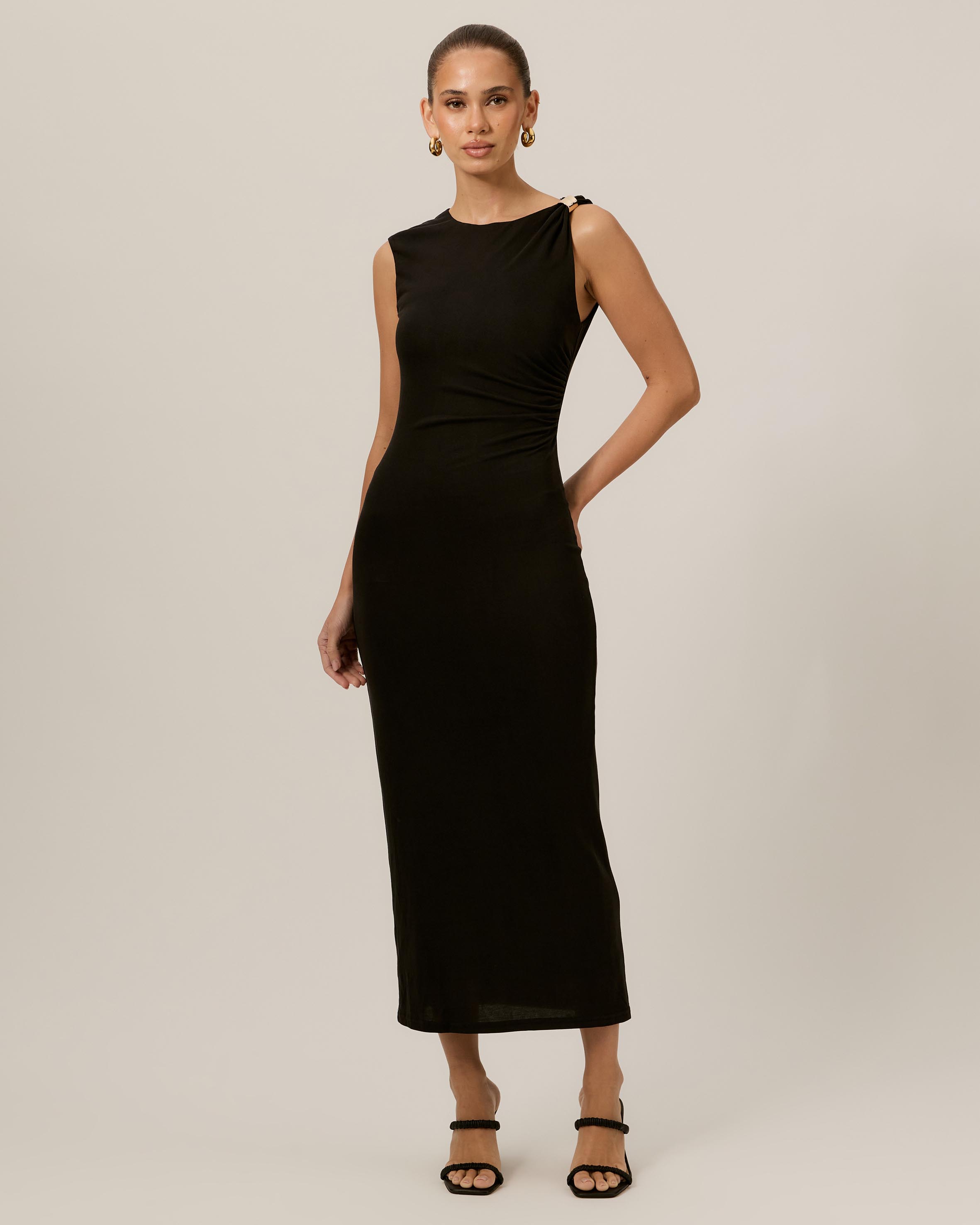 Margot Ruched Midi Dress