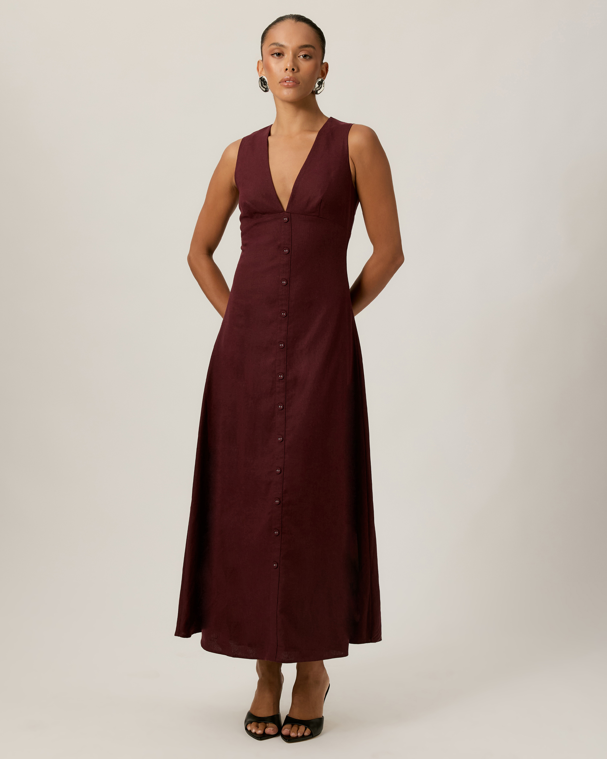 Saphira V Neck Midi Dress