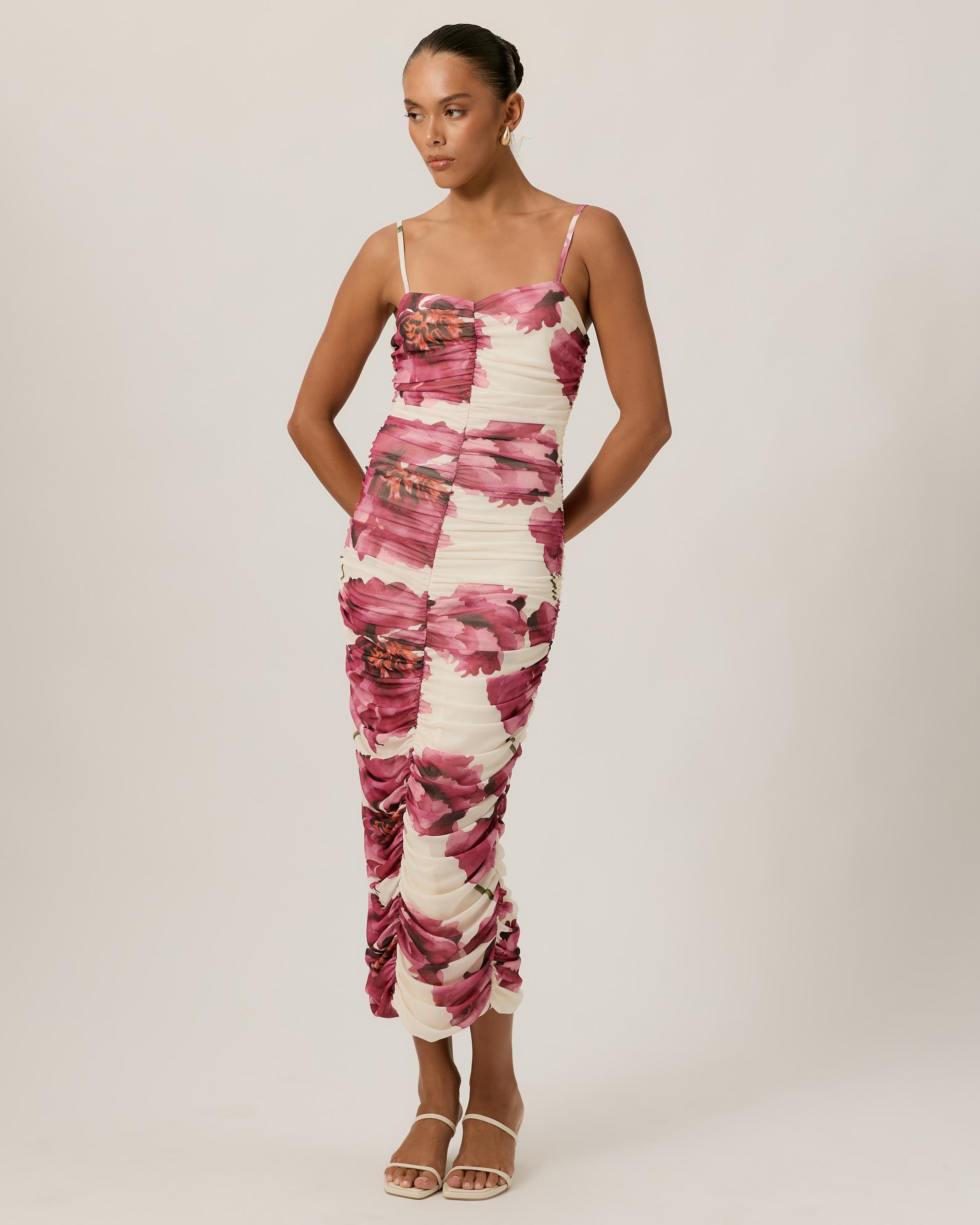 Eloise Printed Gathered Midi Dress