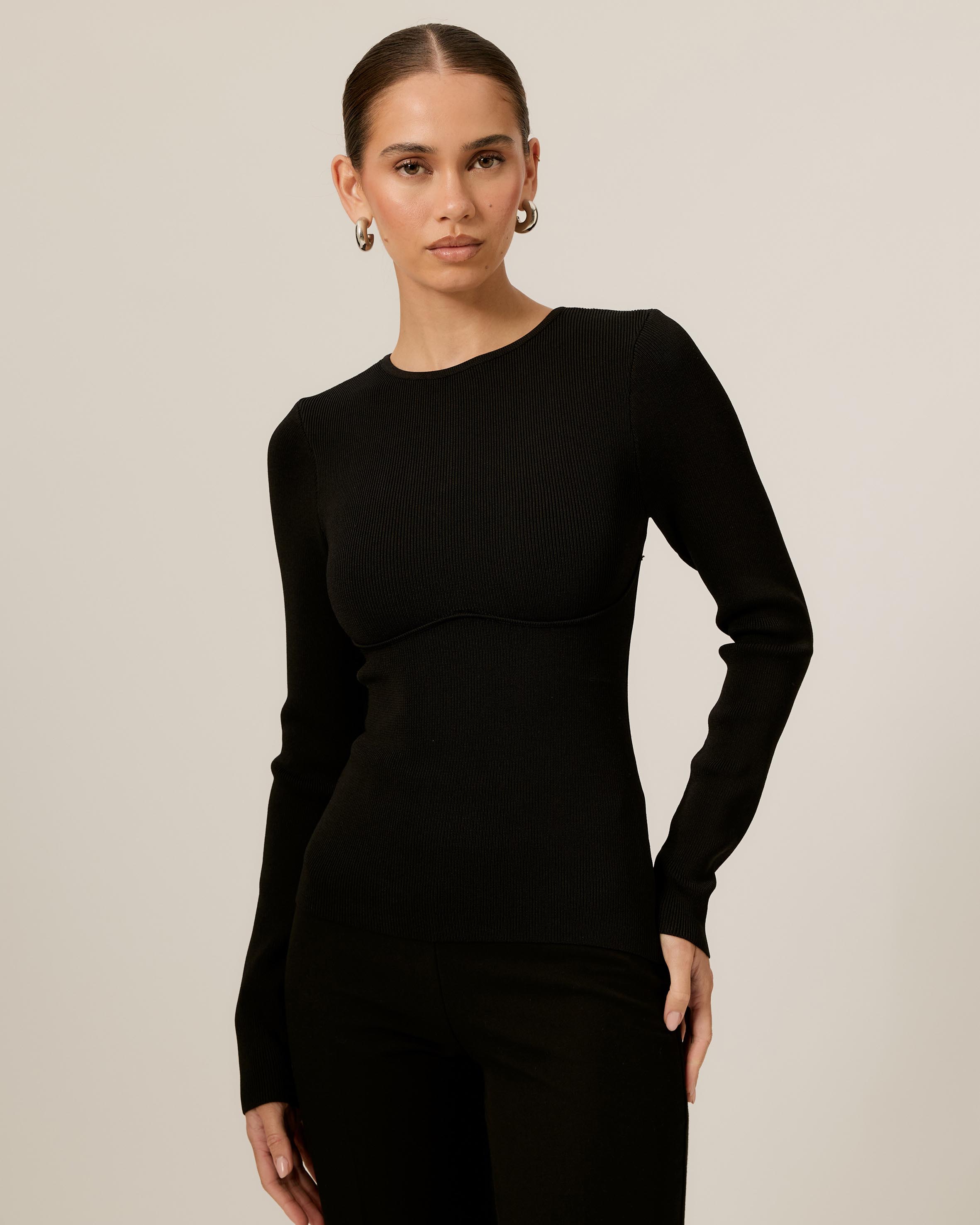 Crew Neckline With Under Bust Seam Top