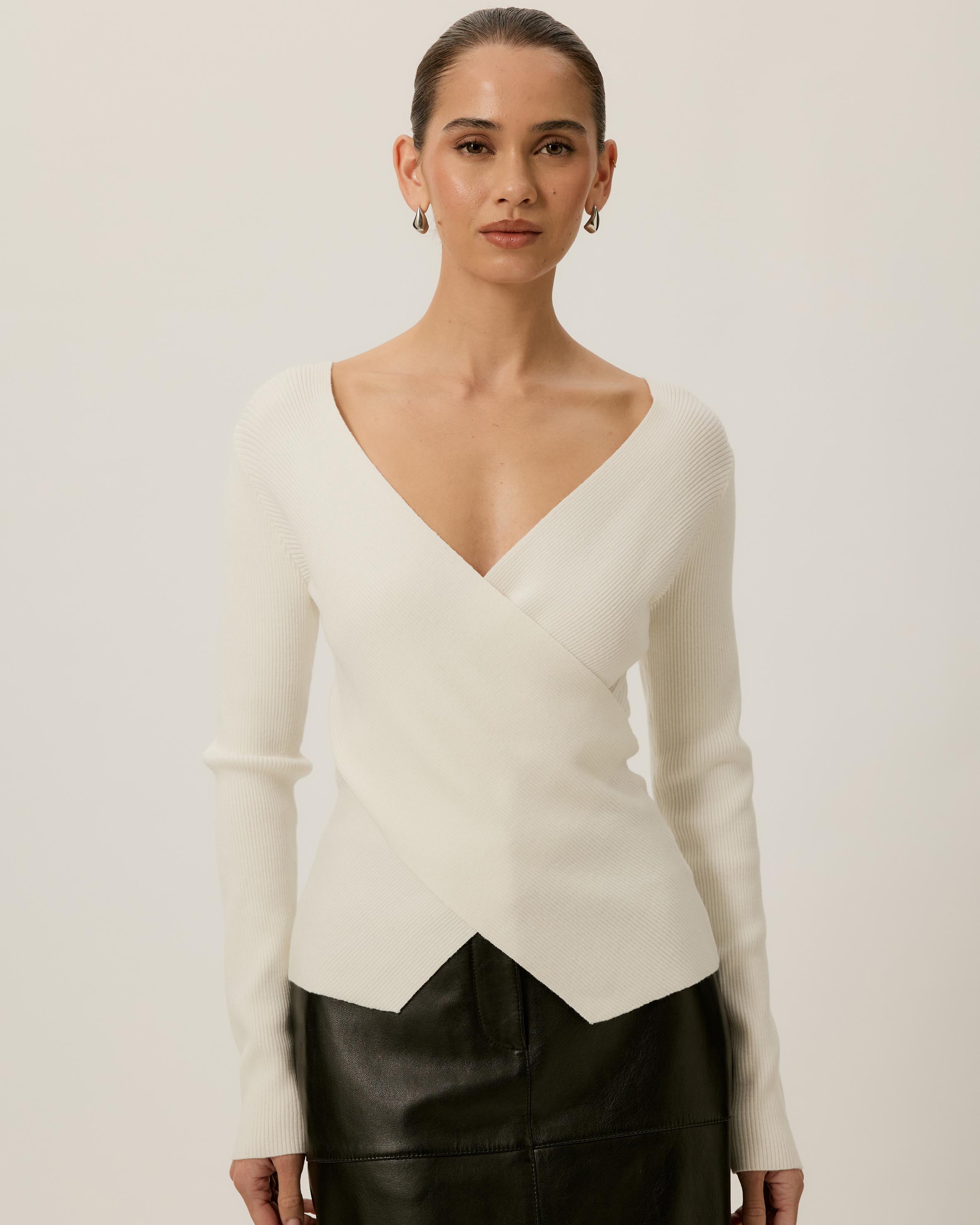 Sienna Wrap Long Sleeve Knit Top