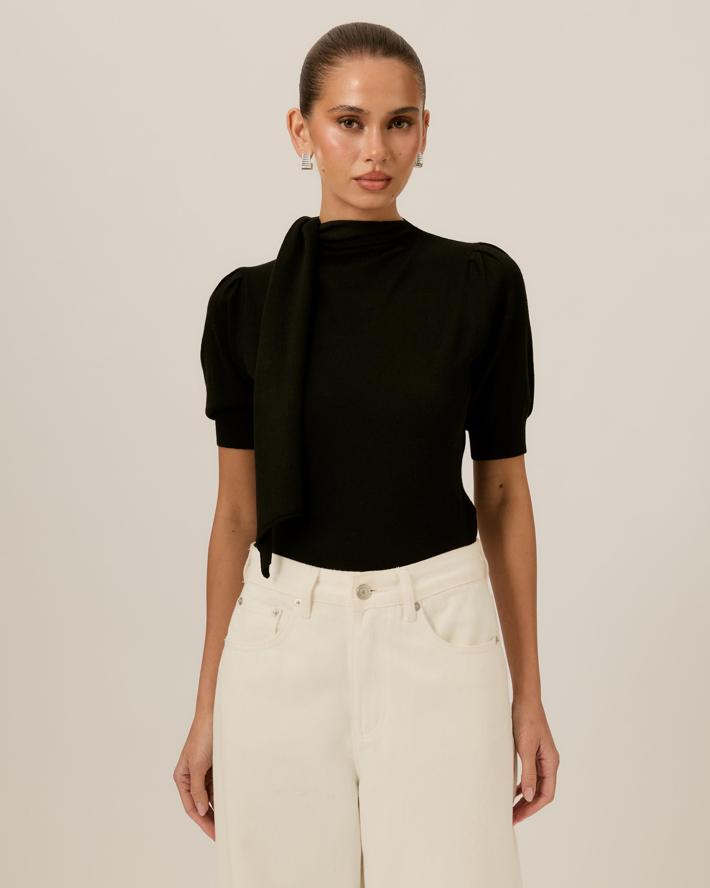 Alice Neck Tie Knitted Top